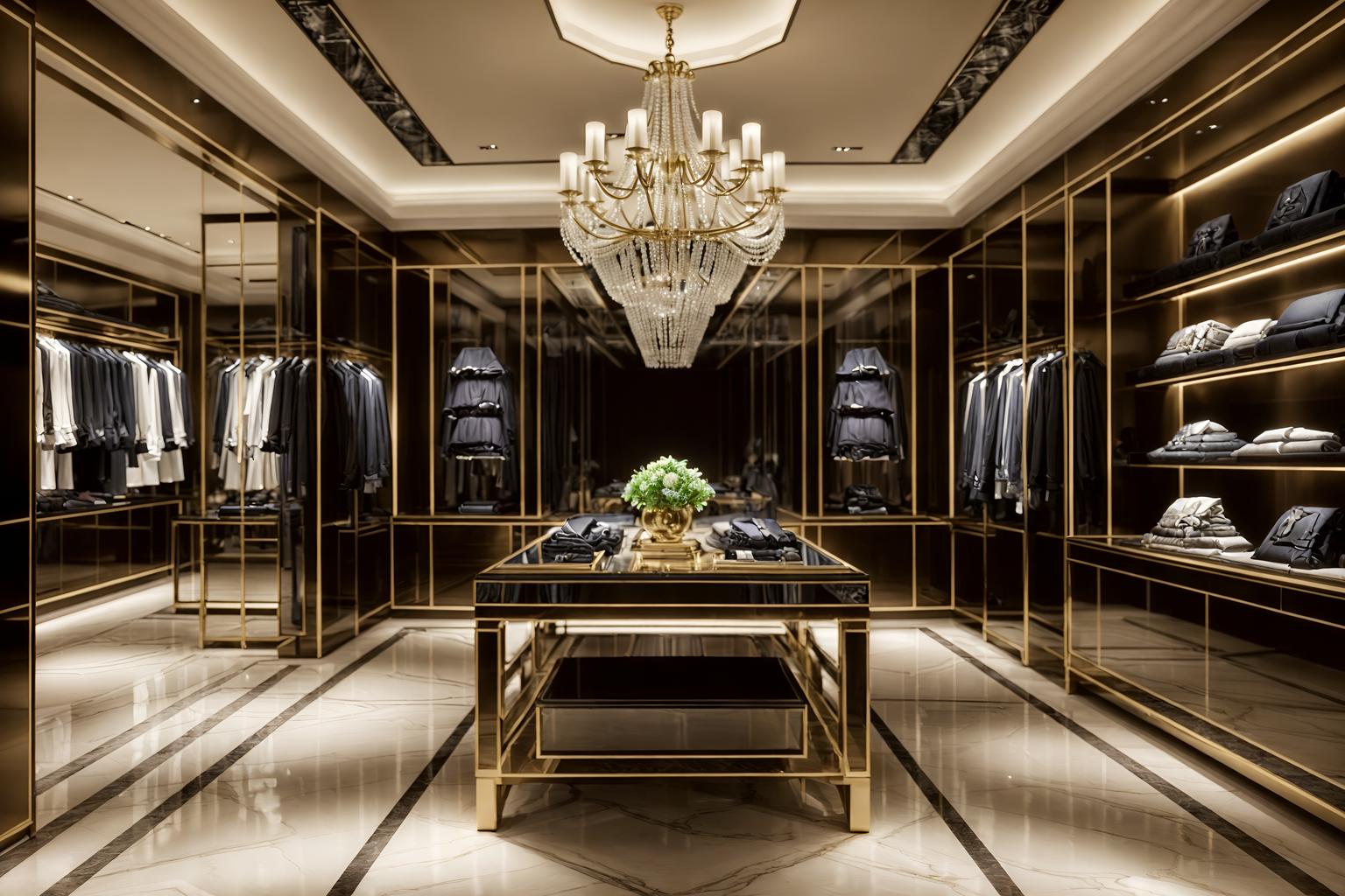 luxury-style (clothing store interior) . . cinematic photo, highly detailed, cinematic lighting, ultra-detailed, ultrarealistic, photorealism, 8k. luxury interior design style. masterpiece, cinematic light, ultrarealistic+, photorealistic+, 8k, raw photo, realistic, sharp focus on eyes, (symmetrical eyes), (intact eyes), hyperrealistic, highest quality, best quality, , highly detailed, masterpiece, best quality, extremely detailed 8k wallpaper, masterpiece, best quality, ultra-detailed, best shadow, detailed background, detailed face, detailed eyes, high contrast, best illumination, detailed face, dulux, caustic, dynamic angle, detailed glow. dramatic lighting. highly detailed, insanely detailed hair, symmetrical, intricate details, professionally retouched, 8k high definition. strong bokeh. award winning photo.