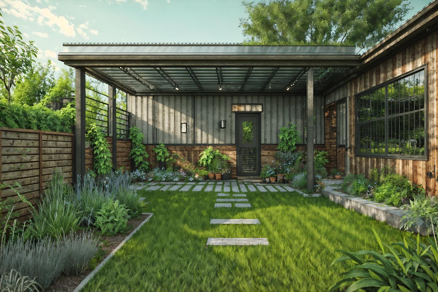 industrial-style designed (outdoor garden ) with garden tree and grass and garden plants and garden tree. . with open floorplan and metal panels and raw aesthetic and reclaimed wood and factory style and neutral tones and exposed rafters and utilitarian objects. . cinematic photo, highly detailed, cinematic lighting, ultra-detailed, ultrarealistic, photorealism, 8k. industrial design style. masterpiece, cinematic light, ultrarealistic+, photorealistic+, 8k, raw photo, realistic, sharp focus on eyes, (symmetrical eyes), (intact eyes), hyperrealistic, highest quality, best quality, , highly detailed, masterpiece, best quality, extremely detailed 8k wallpaper, masterpiece, best quality, ultra-detailed, best shadow, detailed background, detailed face, detailed eyes, high contrast, best illumination, detailed face, dulux, caustic, dynamic angle, detailed glow. dramatic lighting. highly detailed, insanely detailed hair, symmetrical, intricate details, professionally retouched, 8k high definition. strong bokeh. award winning photo.