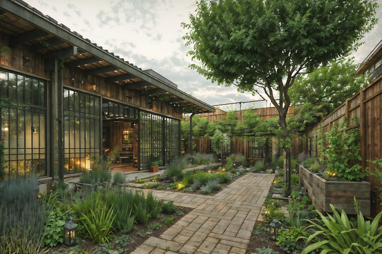 industrial-style designed (outdoor garden ) with garden tree and grass and garden plants and garden tree. . with open floorplan and metal panels and raw aesthetic and reclaimed wood and factory style and neutral tones and exposed rafters and utilitarian objects. . cinematic photo, highly detailed, cinematic lighting, ultra-detailed, ultrarealistic, photorealism, 8k. industrial design style. masterpiece, cinematic light, ultrarealistic+, photorealistic+, 8k, raw photo, realistic, sharp focus on eyes, (symmetrical eyes), (intact eyes), hyperrealistic, highest quality, best quality, , highly detailed, masterpiece, best quality, extremely detailed 8k wallpaper, masterpiece, best quality, ultra-detailed, best shadow, detailed background, detailed face, detailed eyes, high contrast, best illumination, detailed face, dulux, caustic, dynamic angle, detailed glow. dramatic lighting. highly detailed, insanely detailed hair, symmetrical, intricate details, professionally retouched, 8k high definition. strong bokeh. award winning photo.