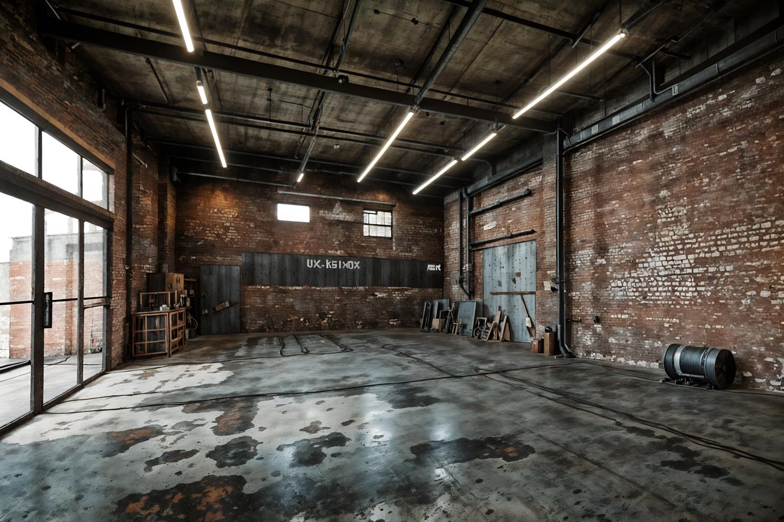 industrial-style (exhibition space interior) . with exposed brick and open floorplan and reclaimed wood and metal panels and utilitarian objects and neutral tones and exposed concrete and exposed rafters. . cinematic photo, highly detailed, cinematic lighting, ultra-detailed, ultrarealistic, photorealism, 8k. industrial interior design style. masterpiece, cinematic light, ultrarealistic+, photorealistic+, 8k, raw photo, realistic, sharp focus on eyes, (symmetrical eyes), (intact eyes), hyperrealistic, highest quality, best quality, , highly detailed, masterpiece, best quality, extremely detailed 8k wallpaper, masterpiece, best quality, ultra-detailed, best shadow, detailed background, detailed face, detailed eyes, high contrast, best illumination, detailed face, dulux, caustic, dynamic angle, detailed glow. dramatic lighting. highly detailed, insanely detailed hair, symmetrical, intricate details, professionally retouched, 8k high definition. strong bokeh. award winning photo.
