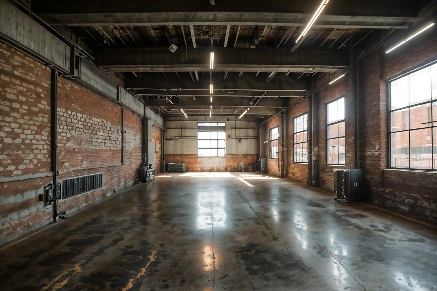 industrial-style (exhibition space interior) . with exposed brick and open floorplan and reclaimed wood and metal panels and utilitarian objects and neutral tones and exposed concrete and exposed rafters. . cinematic photo, highly detailed, cinematic lighting, ultra-detailed, ultrarealistic, photorealism, 8k. industrial interior design style. masterpiece, cinematic light, ultrarealistic+, photorealistic+, 8k, raw photo, realistic, sharp focus on eyes, (symmetrical eyes), (intact eyes), hyperrealistic, highest quality, best quality, , highly detailed, masterpiece, best quality, extremely detailed 8k wallpaper, masterpiece, best quality, ultra-detailed, best shadow, detailed background, detailed face, detailed eyes, high contrast, best illumination, detailed face, dulux, caustic, dynamic angle, detailed glow. dramatic lighting. highly detailed, insanely detailed hair, symmetrical, intricate details, professionally retouched, 8k high definition. strong bokeh. award winning photo.