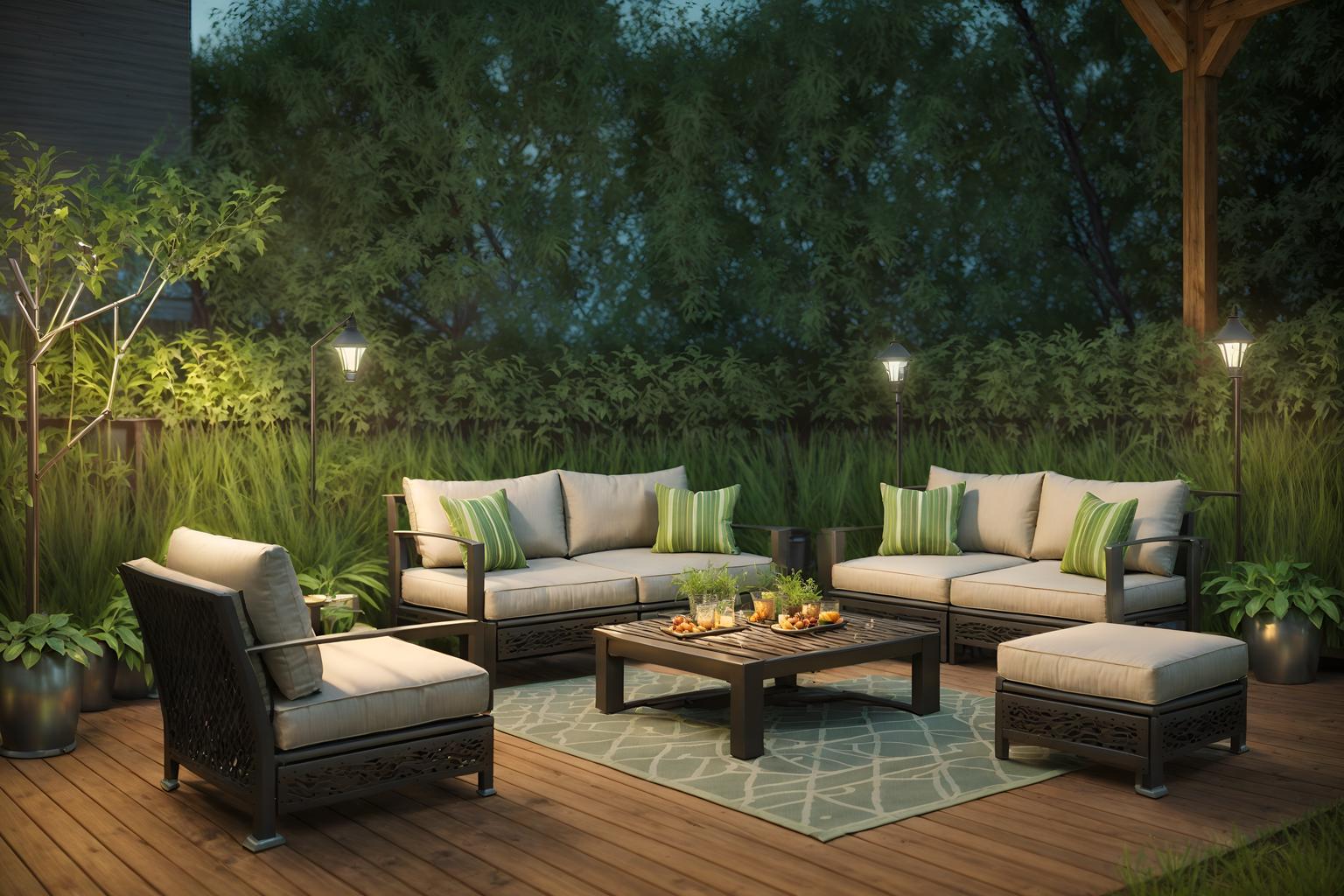 eco-friendly-style designed (outdoor patio ) with barbeque or grill and patio couch with pillows and grass and plant and deck with deck chairs and barbeque or grill. . . cinematic photo, highly detailed, cinematic lighting, ultra-detailed, ultrarealistic, photorealism, 8k. eco-friendly design style. masterpiece, cinematic light, ultrarealistic+, photorealistic+, 8k, raw photo, realistic, sharp focus on eyes, (symmetrical eyes), (intact eyes), hyperrealistic, highest quality, best quality, , highly detailed, masterpiece, best quality, extremely detailed 8k wallpaper, masterpiece, best quality, ultra-detailed, best shadow, detailed background, detailed face, detailed eyes, high contrast, best illumination, detailed face, dulux, caustic, dynamic angle, detailed glow. dramatic lighting. highly detailed, insanely detailed hair, symmetrical, intricate details, professionally retouched, 8k high definition. strong bokeh. award winning photo.