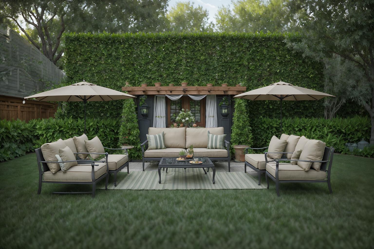 french-style designed (outdoor patio ) with grass and patio couch with pillows and barbeque or grill and deck with deck chairs and plant and grass. . . cinematic photo, highly detailed, cinematic lighting, ultra-detailed, ultrarealistic, photorealism, 8k. french design style. masterpiece, cinematic light, ultrarealistic+, photorealistic+, 8k, raw photo, realistic, sharp focus on eyes, (symmetrical eyes), (intact eyes), hyperrealistic, highest quality, best quality, , highly detailed, masterpiece, best quality, extremely detailed 8k wallpaper, masterpiece, best quality, ultra-detailed, best shadow, detailed background, detailed face, detailed eyes, high contrast, best illumination, detailed face, dulux, caustic, dynamic angle, detailed glow. dramatic lighting. highly detailed, insanely detailed hair, symmetrical, intricate details, professionally retouched, 8k high definition. strong bokeh. award winning photo.