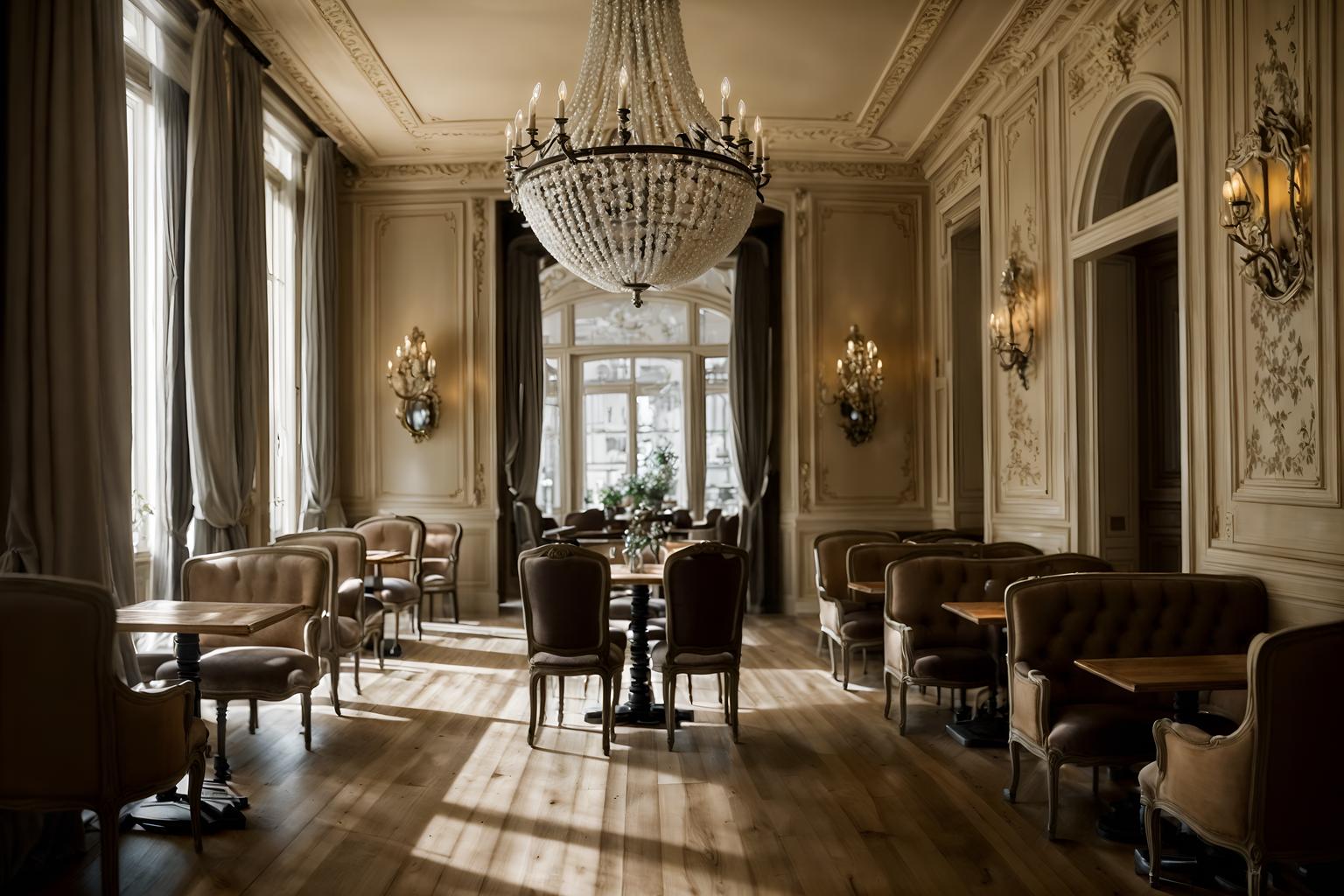 french-style (coffee shop interior) . . cinematic photo, highly detailed, cinematic lighting, ultra-detailed, ultrarealistic, photorealism, 8k. french interior design style. masterpiece, cinematic light, ultrarealistic+, photorealistic+, 8k, raw photo, realistic, sharp focus on eyes, (symmetrical eyes), (intact eyes), hyperrealistic, highest quality, best quality, , highly detailed, masterpiece, best quality, extremely detailed 8k wallpaper, masterpiece, best quality, ultra-detailed, best shadow, detailed background, detailed face, detailed eyes, high contrast, best illumination, detailed face, dulux, caustic, dynamic angle, detailed glow. dramatic lighting. highly detailed, insanely detailed hair, symmetrical, intricate details, professionally retouched, 8k high definition. strong bokeh. award winning photo.