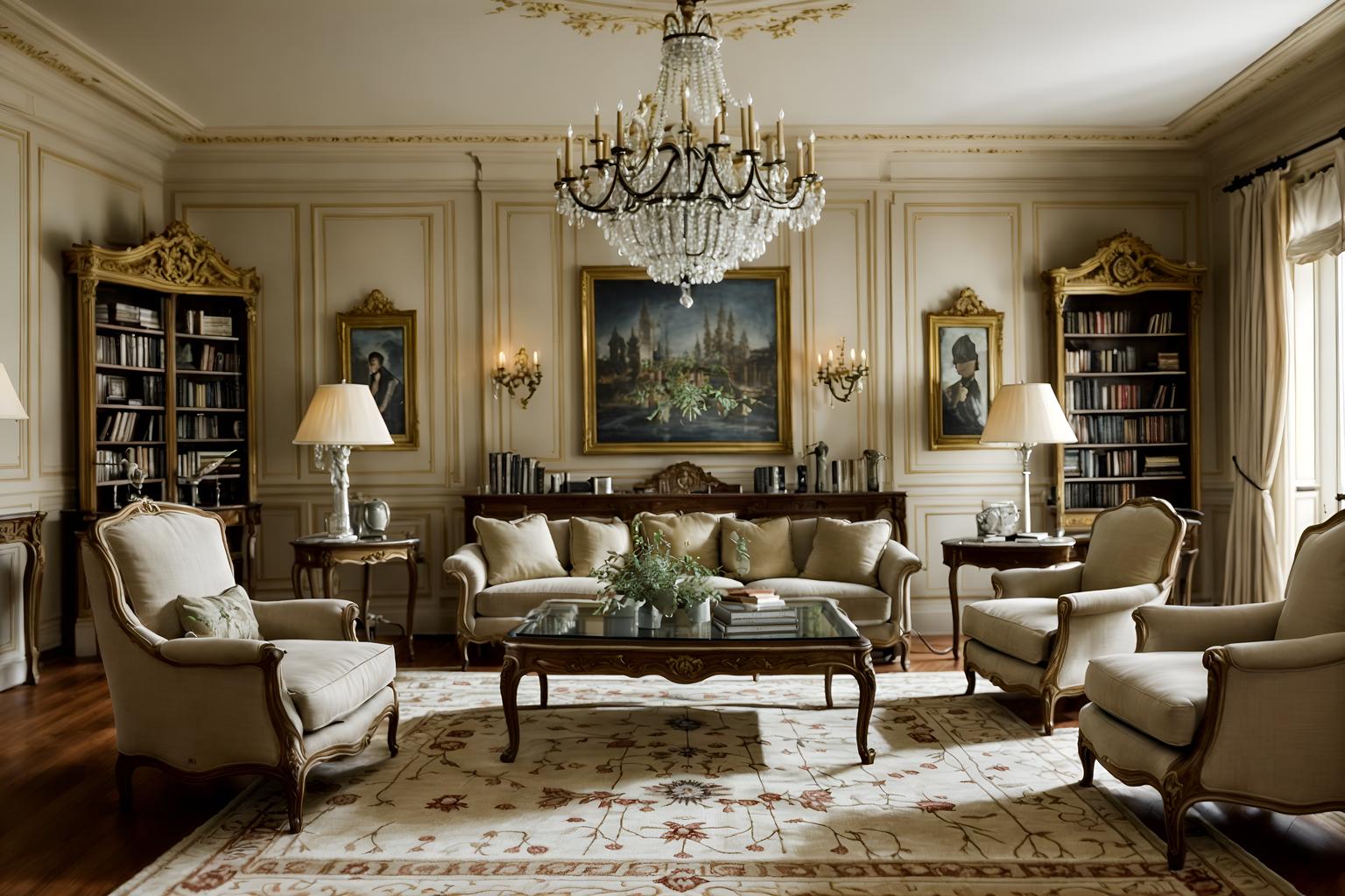 french-style (living room interior) with coffee tables and televisions and occasional tables and electric lamps and bookshelves and chairs and plant and rug. . . cinematic photo, highly detailed, cinematic lighting, ultra-detailed, ultrarealistic, photorealism, 8k. french interior design style. masterpiece, cinematic light, ultrarealistic+, photorealistic+, 8k, raw photo, realistic, sharp focus on eyes, (symmetrical eyes), (intact eyes), hyperrealistic, highest quality, best quality, , highly detailed, masterpiece, best quality, extremely detailed 8k wallpaper, masterpiece, best quality, ultra-detailed, best shadow, detailed background, detailed face, detailed eyes, high contrast, best illumination, detailed face, dulux, caustic, dynamic angle, detailed glow. dramatic lighting. highly detailed, insanely detailed hair, symmetrical, intricate details, professionally retouched, 8k high definition. strong bokeh. award winning photo.