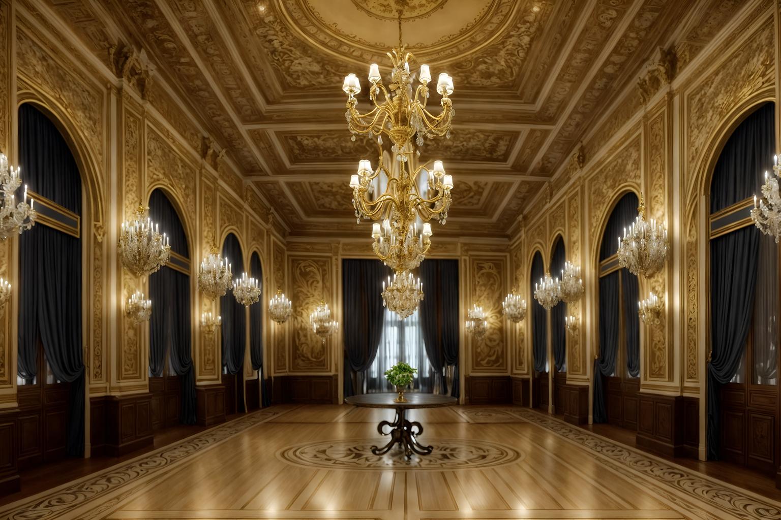 french-style (exhibition space interior) . . cinematic photo, highly detailed, cinematic lighting, ultra-detailed, ultrarealistic, photorealism, 8k. french interior design style. masterpiece, cinematic light, ultrarealistic+, photorealistic+, 8k, raw photo, realistic, sharp focus on eyes, (symmetrical eyes), (intact eyes), hyperrealistic, highest quality, best quality, , highly detailed, masterpiece, best quality, extremely detailed 8k wallpaper, masterpiece, best quality, ultra-detailed, best shadow, detailed background, detailed face, detailed eyes, high contrast, best illumination, detailed face, dulux, caustic, dynamic angle, detailed glow. dramatic lighting. highly detailed, insanely detailed hair, symmetrical, intricate details, professionally retouched, 8k high definition. strong bokeh. award winning photo.