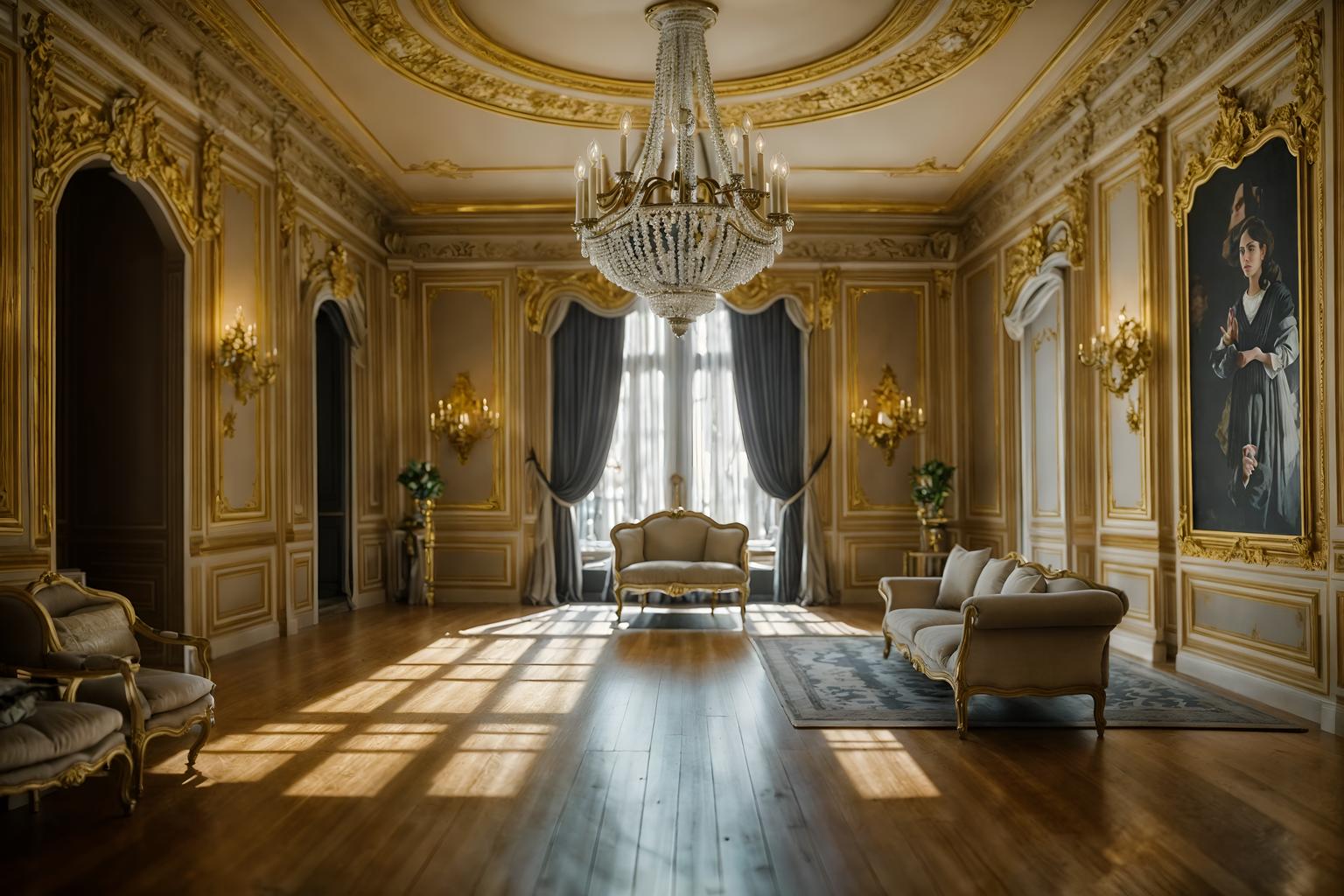 french-style (exhibition space interior) . . cinematic photo, highly detailed, cinematic lighting, ultra-detailed, ultrarealistic, photorealism, 8k. french interior design style. masterpiece, cinematic light, ultrarealistic+, photorealistic+, 8k, raw photo, realistic, sharp focus on eyes, (symmetrical eyes), (intact eyes), hyperrealistic, highest quality, best quality, , highly detailed, masterpiece, best quality, extremely detailed 8k wallpaper, masterpiece, best quality, ultra-detailed, best shadow, detailed background, detailed face, detailed eyes, high contrast, best illumination, detailed face, dulux, caustic, dynamic angle, detailed glow. dramatic lighting. highly detailed, insanely detailed hair, symmetrical, intricate details, professionally retouched, 8k high definition. strong bokeh. award winning photo.