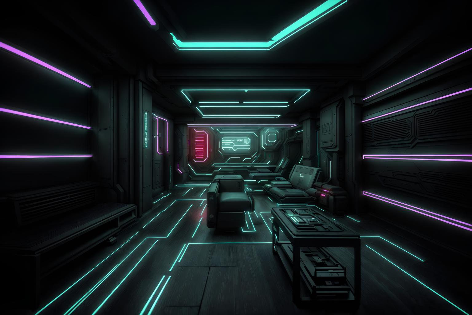 cyberpunk-style (attic interior) . with strong geometric walls and synthetic objects and minimalist and bladerunner style and military uniforms and gear and dark night and color lights glow and clean straight square lines. . cinematic photo, highly detailed, cinematic lighting, ultra-detailed, ultrarealistic, photorealism, 8k. cyberpunk interior design style. masterpiece, cinematic light, ultrarealistic+, photorealistic+, 8k, raw photo, realistic, sharp focus on eyes, (symmetrical eyes), (intact eyes), hyperrealistic, highest quality, best quality, , highly detailed, masterpiece, best quality, extremely detailed 8k wallpaper, masterpiece, best quality, ultra-detailed, best shadow, detailed background, detailed face, detailed eyes, high contrast, best illumination, detailed face, dulux, caustic, dynamic angle, detailed glow. dramatic lighting. highly detailed, insanely detailed hair, symmetrical, intricate details, professionally retouched, 8k high definition. strong bokeh. award winning photo.