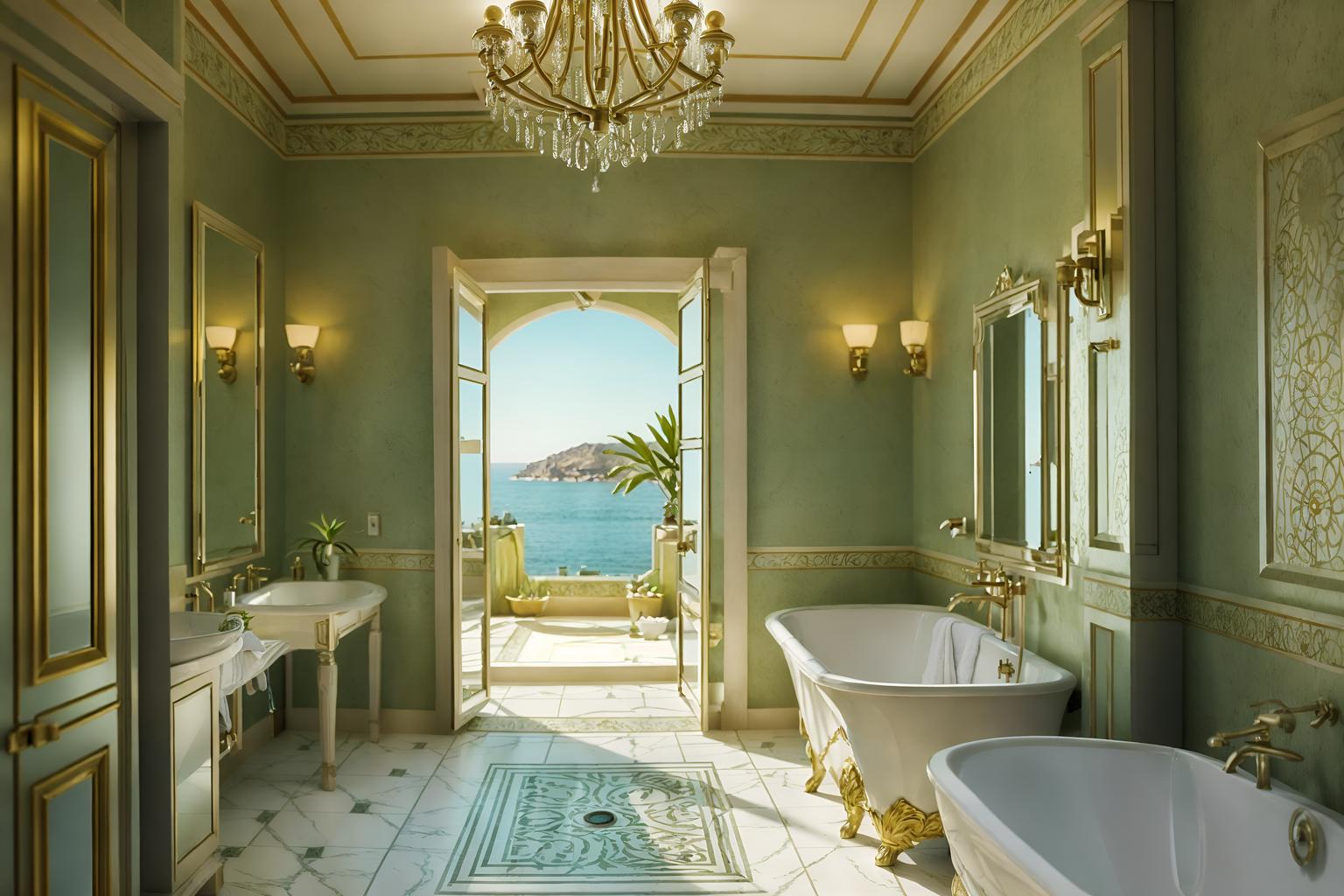 mediterranean-style (hotel bathroom interior) with plant and bathroom cabinet and shower and mirror and bathtub and bath rail and bath towel and toilet seat. . . cinematic photo, highly detailed, cinematic lighting, ultra-detailed, ultrarealistic, photorealism, 8k. mediterranean interior design style. masterpiece, cinematic light, ultrarealistic+, photorealistic+, 8k, raw photo, realistic, sharp focus on eyes, (symmetrical eyes), (intact eyes), hyperrealistic, highest quality, best quality, , highly detailed, masterpiece, best quality, extremely detailed 8k wallpaper, masterpiece, best quality, ultra-detailed, best shadow, detailed background, detailed face, detailed eyes, high contrast, best illumination, detailed face, dulux, caustic, dynamic angle, detailed glow. dramatic lighting. highly detailed, insanely detailed hair, symmetrical, intricate details, professionally retouched, 8k high definition. strong bokeh. award winning photo.