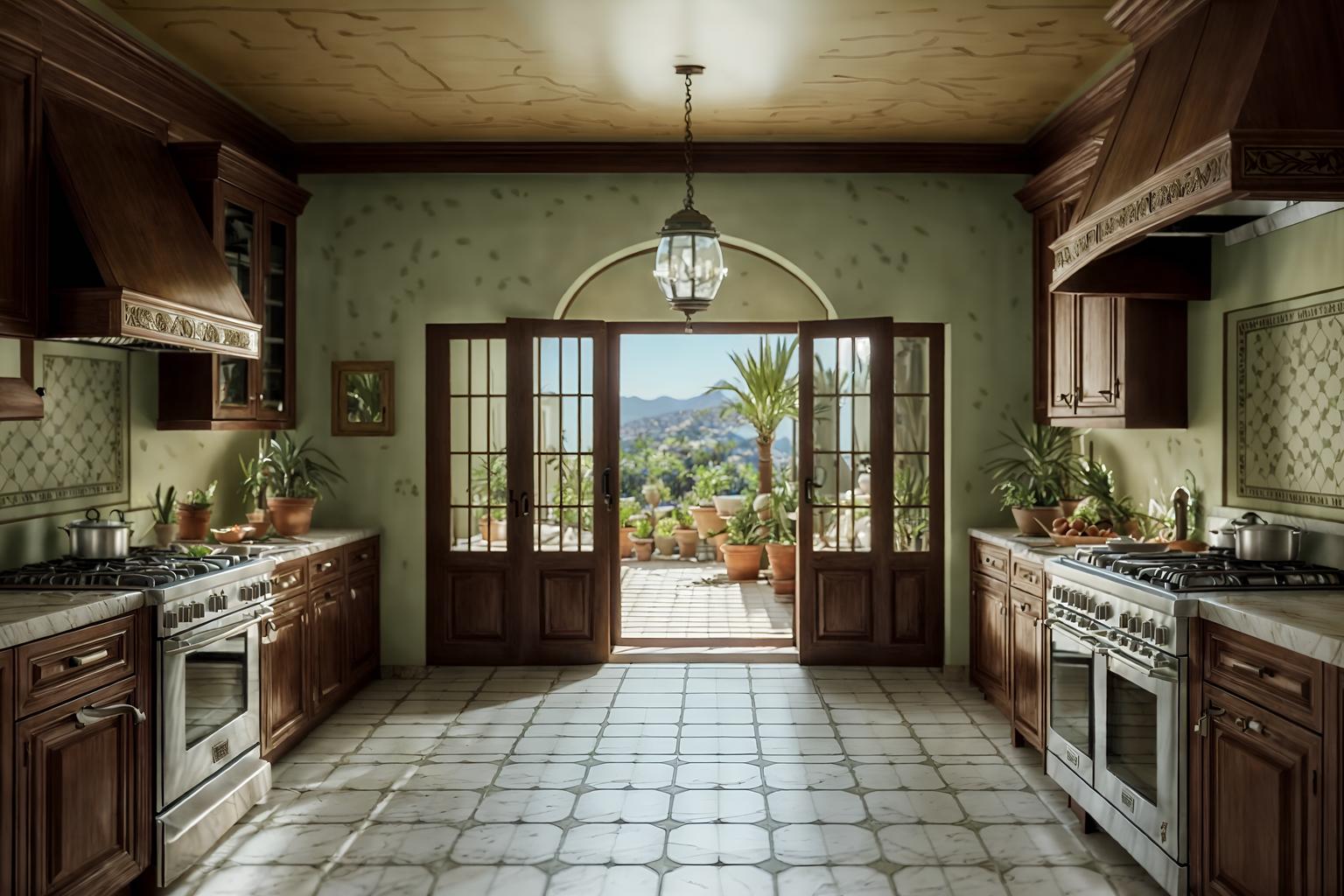 mediterranean-style (kitchen interior) with sink and kitchen cabinets and plant and worktops and stove and refrigerator and sink. . . cinematic photo, highly detailed, cinematic lighting, ultra-detailed, ultrarealistic, photorealism, 8k. mediterranean interior design style. masterpiece, cinematic light, ultrarealistic+, photorealistic+, 8k, raw photo, realistic, sharp focus on eyes, (symmetrical eyes), (intact eyes), hyperrealistic, highest quality, best quality, , highly detailed, masterpiece, best quality, extremely detailed 8k wallpaper, masterpiece, best quality, ultra-detailed, best shadow, detailed background, detailed face, detailed eyes, high contrast, best illumination, detailed face, dulux, caustic, dynamic angle, detailed glow. dramatic lighting. highly detailed, insanely detailed hair, symmetrical, intricate details, professionally retouched, 8k high definition. strong bokeh. award winning photo.
