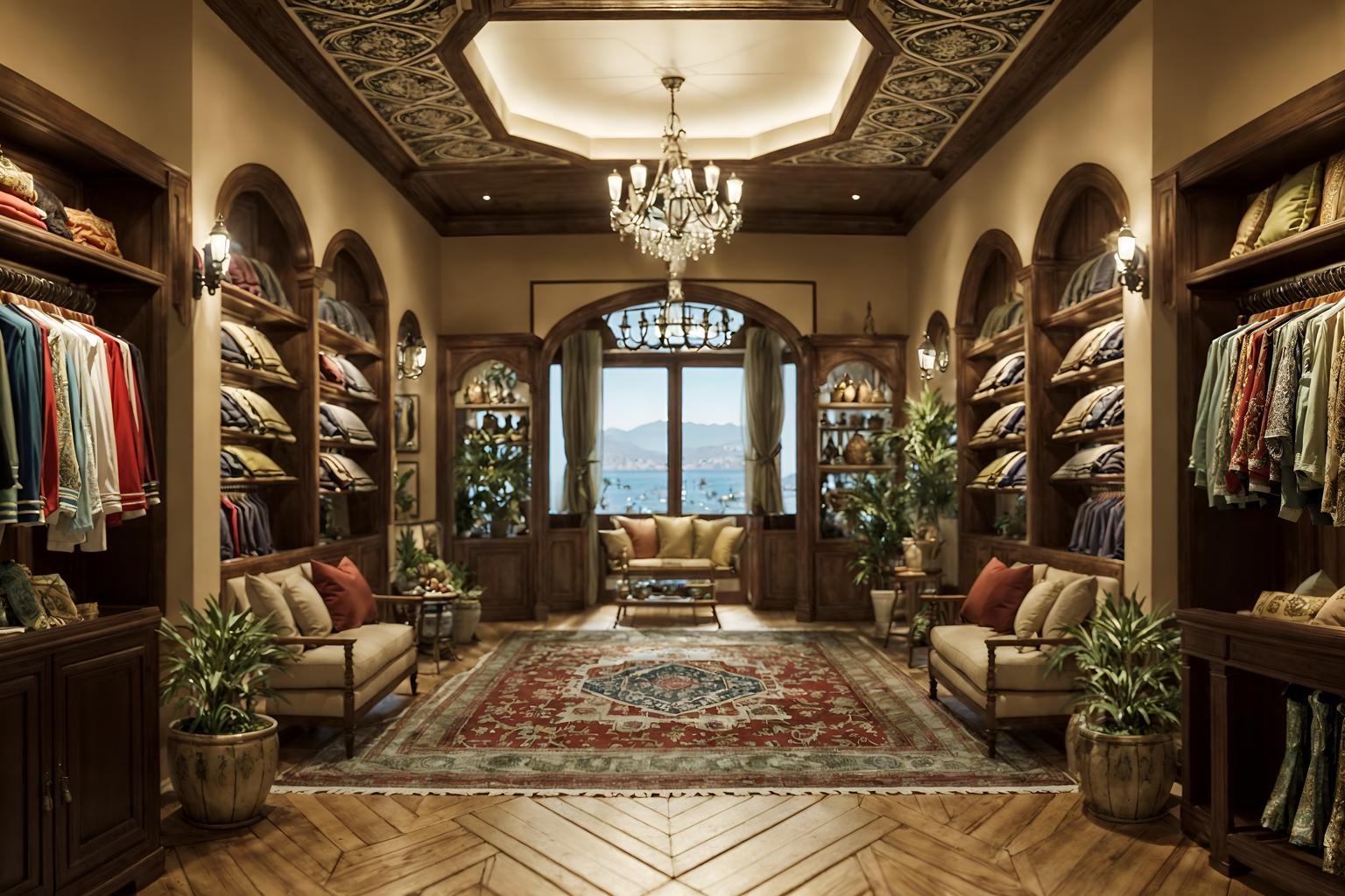 mediterranean-style (clothing store interior) . . cinematic photo, highly detailed, cinematic lighting, ultra-detailed, ultrarealistic, photorealism, 8k. mediterranean interior design style. masterpiece, cinematic light, ultrarealistic+, photorealistic+, 8k, raw photo, realistic, sharp focus on eyes, (symmetrical eyes), (intact eyes), hyperrealistic, highest quality, best quality, , highly detailed, masterpiece, best quality, extremely detailed 8k wallpaper, masterpiece, best quality, ultra-detailed, best shadow, detailed background, detailed face, detailed eyes, high contrast, best illumination, detailed face, dulux, caustic, dynamic angle, detailed glow. dramatic lighting. highly detailed, insanely detailed hair, symmetrical, intricate details, professionally retouched, 8k high definition. strong bokeh. award winning photo.