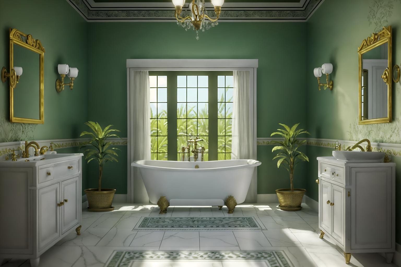 mediterranean-style (bathroom interior) with bathroom cabinet and bath rail and mirror and bathtub and waste basket and toilet seat and plant and shower. . . cinematic photo, highly detailed, cinematic lighting, ultra-detailed, ultrarealistic, photorealism, 8k. mediterranean interior design style. masterpiece, cinematic light, ultrarealistic+, photorealistic+, 8k, raw photo, realistic, sharp focus on eyes, (symmetrical eyes), (intact eyes), hyperrealistic, highest quality, best quality, , highly detailed, masterpiece, best quality, extremely detailed 8k wallpaper, masterpiece, best quality, ultra-detailed, best shadow, detailed background, detailed face, detailed eyes, high contrast, best illumination, detailed face, dulux, caustic, dynamic angle, detailed glow. dramatic lighting. highly detailed, insanely detailed hair, symmetrical, intricate details, professionally retouched, 8k high definition. strong bokeh. award winning photo.