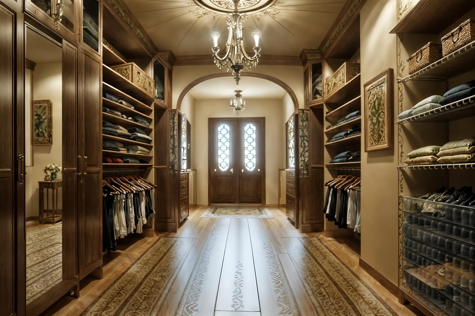 mediterranean-style (walk in closet interior) . . cinematic photo, highly detailed, cinematic lighting, ultra-detailed, ultrarealistic, photorealism, 8k. mediterranean interior design style. masterpiece, cinematic light, ultrarealistic+, photorealistic+, 8k, raw photo, realistic, sharp focus on eyes, (symmetrical eyes), (intact eyes), hyperrealistic, highest quality, best quality, , highly detailed, masterpiece, best quality, extremely detailed 8k wallpaper, masterpiece, best quality, ultra-detailed, best shadow, detailed background, detailed face, detailed eyes, high contrast, best illumination, detailed face, dulux, caustic, dynamic angle, detailed glow. dramatic lighting. highly detailed, insanely detailed hair, symmetrical, intricate details, professionally retouched, 8k high definition. strong bokeh. award winning photo.