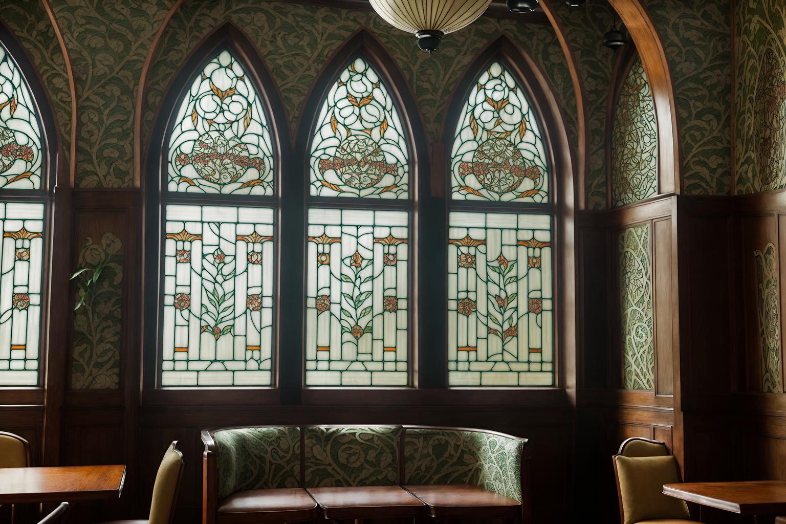 art nouveau-style (coffee shop interior) . with curving, plant-like embellishments and arches and curved forms and soft, rounded lines and asymmetrical shapes and wallpaper patterns of feathers and japanese motifs and stained glass and wallpaper pattners of spider webs. . cinematic photo, highly detailed, cinematic lighting, ultra-detailed, ultrarealistic, photorealism, 8k. art nouveau interior design style. masterpiece, cinematic light, ultrarealistic+, photorealistic+, 8k, raw photo, realistic, sharp focus on eyes, (symmetrical eyes), (intact eyes), hyperrealistic, highest quality, best quality, , highly detailed, masterpiece, best quality, extremely detailed 8k wallpaper, masterpiece, best quality, ultra-detailed, best shadow, detailed background, detailed face, detailed eyes, high contrast, best illumination, detailed face, dulux, caustic, dynamic angle, detailed glow. dramatic lighting. highly detailed, insanely detailed hair, symmetrical, intricate details, professionally retouched, 8k high definition. strong bokeh. award winning photo.