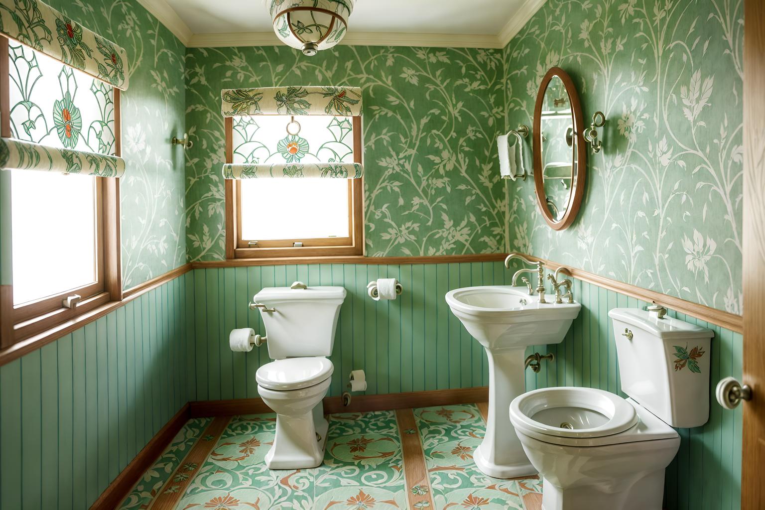 art nouveau-style (toilet interior) with sink with tap and toilet paper hanger and toilet with toilet seat up and sink with tap. . with asymmetrical shapes and ashy colors and curving, plant-like embellishments and wallpaper patterns of feathers and japanese motifs and stained glass and curved glass and wallpaper pattners of spider webs. . cinematic photo, highly detailed, cinematic lighting, ultra-detailed, ultrarealistic, photorealism, 8k. art nouveau interior design style. masterpiece, cinematic light, ultrarealistic+, photorealistic+, 8k, raw photo, realistic, sharp focus on eyes, (symmetrical eyes), (intact eyes), hyperrealistic, highest quality, best quality, , highly detailed, masterpiece, best quality, extremely detailed 8k wallpaper, masterpiece, best quality, ultra-detailed, best shadow, detailed background, detailed face, detailed eyes, high contrast, best illumination, detailed face, dulux, caustic, dynamic angle, detailed glow. dramatic lighting. highly detailed, insanely detailed hair, symmetrical, intricate details, professionally retouched, 8k high definition. strong bokeh. award winning photo.