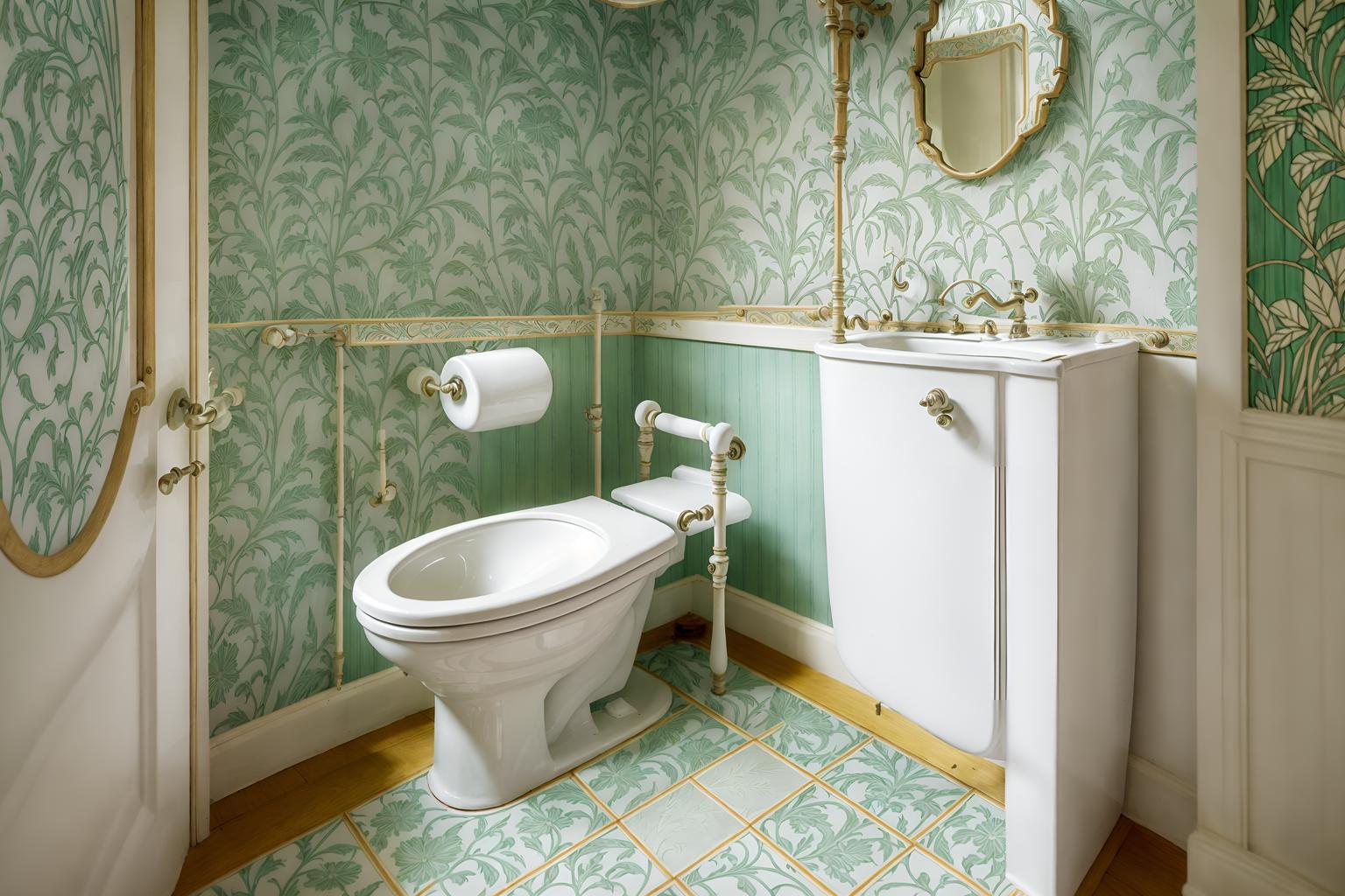 art nouveau-style (toilet interior) with sink with tap and toilet paper hanger and toilet with toilet seat up and sink with tap. . with asymmetrical shapes and ashy colors and curving, plant-like embellishments and wallpaper patterns of feathers and japanese motifs and stained glass and curved glass and wallpaper pattners of spider webs. . cinematic photo, highly detailed, cinematic lighting, ultra-detailed, ultrarealistic, photorealism, 8k. art nouveau interior design style. masterpiece, cinematic light, ultrarealistic+, photorealistic+, 8k, raw photo, realistic, sharp focus on eyes, (symmetrical eyes), (intact eyes), hyperrealistic, highest quality, best quality, , highly detailed, masterpiece, best quality, extremely detailed 8k wallpaper, masterpiece, best quality, ultra-detailed, best shadow, detailed background, detailed face, detailed eyes, high contrast, best illumination, detailed face, dulux, caustic, dynamic angle, detailed glow. dramatic lighting. highly detailed, insanely detailed hair, symmetrical, intricate details, professionally retouched, 8k high definition. strong bokeh. award winning photo.