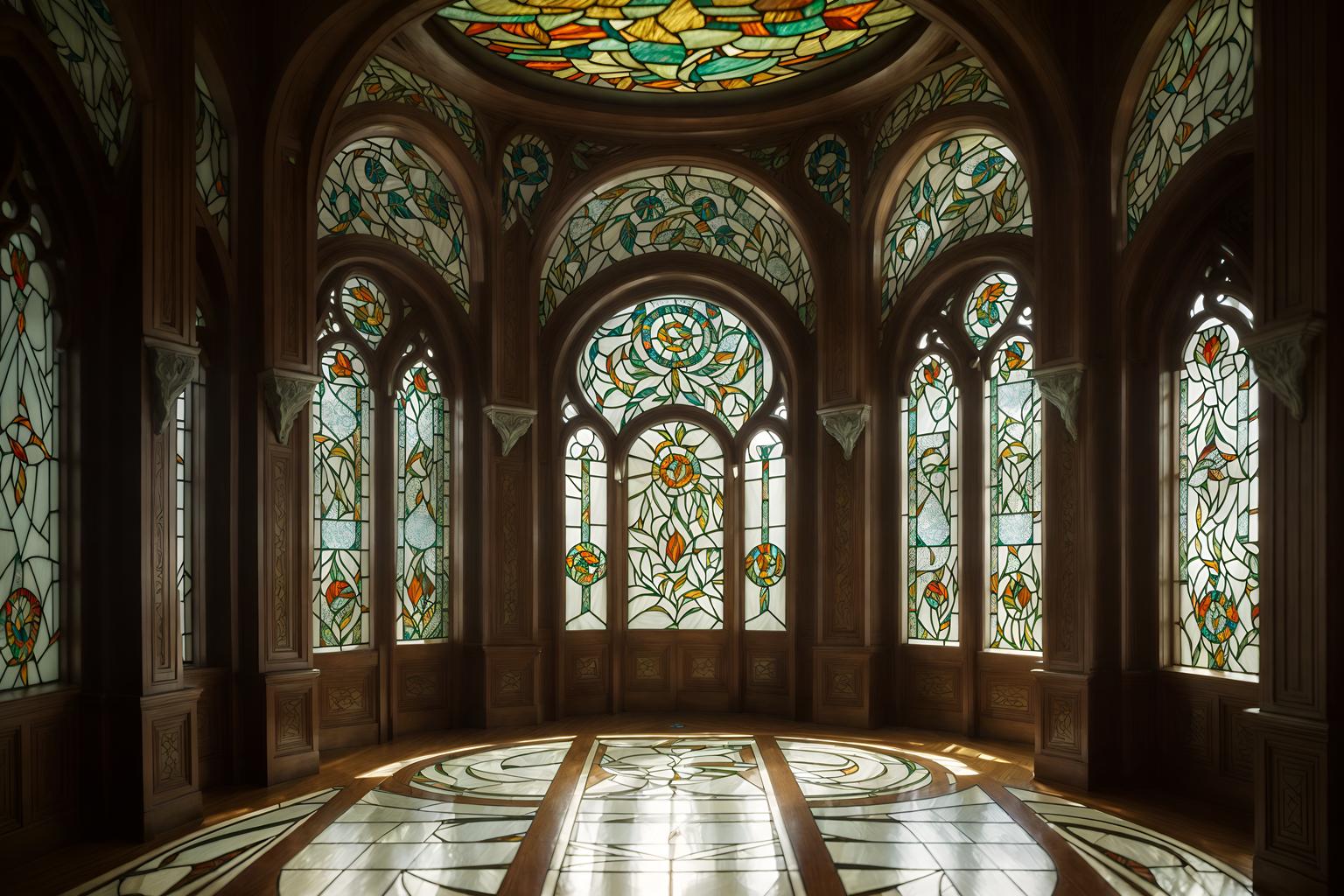 art nouveau-style (exhibition space interior) . with soft, rounded lines and curving, plant-like embellishments and mosaics and stained glass and wallpaper patterns of feathers and curved glass and ashy colors and arches and curved forms. . cinematic photo, highly detailed, cinematic lighting, ultra-detailed, ultrarealistic, photorealism, 8k. art nouveau interior design style. masterpiece, cinematic light, ultrarealistic+, photorealistic+, 8k, raw photo, realistic, sharp focus on eyes, (symmetrical eyes), (intact eyes), hyperrealistic, highest quality, best quality, , highly detailed, masterpiece, best quality, extremely detailed 8k wallpaper, masterpiece, best quality, ultra-detailed, best shadow, detailed background, detailed face, detailed eyes, high contrast, best illumination, detailed face, dulux, caustic, dynamic angle, detailed glow. dramatic lighting. highly detailed, insanely detailed hair, symmetrical, intricate details, professionally retouched, 8k high definition. strong bokeh. award winning photo.