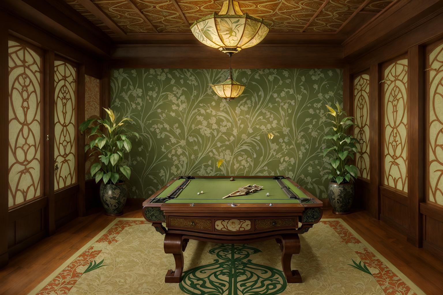 art nouveau-style (gaming room interior) . with arches and curved forms and wallpaper patterns of stylized flowers and soft, rounded lines and wallpaper patterns of feathers and wallpaper pattners of spider webs and japanese motifs and natural materials and curving, plant-like embellishments. . cinematic photo, highly detailed, cinematic lighting, ultra-detailed, ultrarealistic, photorealism, 8k. art nouveau interior design style. masterpiece, cinematic light, ultrarealistic+, photorealistic+, 8k, raw photo, realistic, sharp focus on eyes, (symmetrical eyes), (intact eyes), hyperrealistic, highest quality, best quality, , highly detailed, masterpiece, best quality, extremely detailed 8k wallpaper, masterpiece, best quality, ultra-detailed, best shadow, detailed background, detailed face, detailed eyes, high contrast, best illumination, detailed face, dulux, caustic, dynamic angle, detailed glow. dramatic lighting. highly detailed, insanely detailed hair, symmetrical, intricate details, professionally retouched, 8k high definition. strong bokeh. award winning photo.