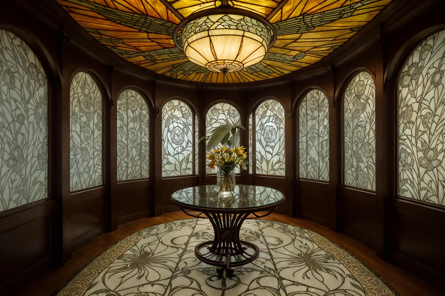 art nouveau-style (clothing store interior) . with soft, rounded lines and curved glass and wallpaper patterns of feathers and natural materials and wallpaper patterns of stylized flowers and stained glass and japanese motifs and wallpaper pattners of spider webs. . cinematic photo, highly detailed, cinematic lighting, ultra-detailed, ultrarealistic, photorealism, 8k. art nouveau interior design style. masterpiece, cinematic light, ultrarealistic+, photorealistic+, 8k, raw photo, realistic, sharp focus on eyes, (symmetrical eyes), (intact eyes), hyperrealistic, highest quality, best quality, , highly detailed, masterpiece, best quality, extremely detailed 8k wallpaper, masterpiece, best quality, ultra-detailed, best shadow, detailed background, detailed face, detailed eyes, high contrast, best illumination, detailed face, dulux, caustic, dynamic angle, detailed glow. dramatic lighting. highly detailed, insanely detailed hair, symmetrical, intricate details, professionally retouched, 8k high definition. strong bokeh. award winning photo.