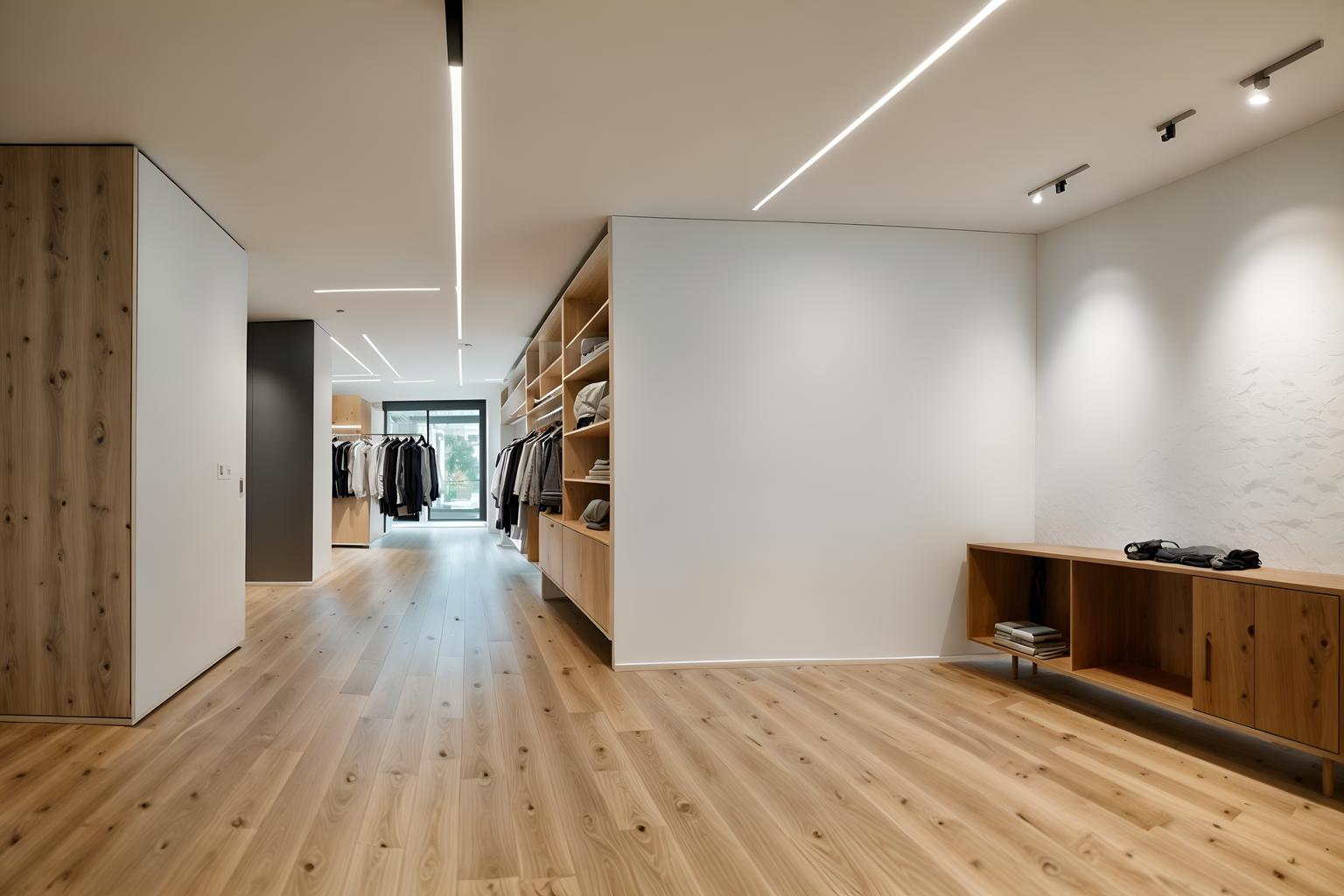 modern-style (clothing store interior) . with practicality and functionality and open and natural lighting and neutral walls and textures and natural materials and elements and simple, clean lines and simplistic furniture and practicality and functionality. . cinematic photo, highly detailed, cinematic lighting, ultra-detailed, ultrarealistic, photorealism, 8k. modern interior design style. masterpiece, cinematic light, ultrarealistic+, photorealistic+, 8k, raw photo, realistic, sharp focus on eyes, (symmetrical eyes), (intact eyes), hyperrealistic, highest quality, best quality, , highly detailed, masterpiece, best quality, extremely detailed 8k wallpaper, masterpiece, best quality, ultra-detailed, best shadow, detailed background, detailed face, detailed eyes, high contrast, best illumination, detailed face, dulux, caustic, dynamic angle, detailed glow. dramatic lighting. highly detailed, insanely detailed hair, symmetrical, intricate details, professionally retouched, 8k high definition. strong bokeh. award winning photo.