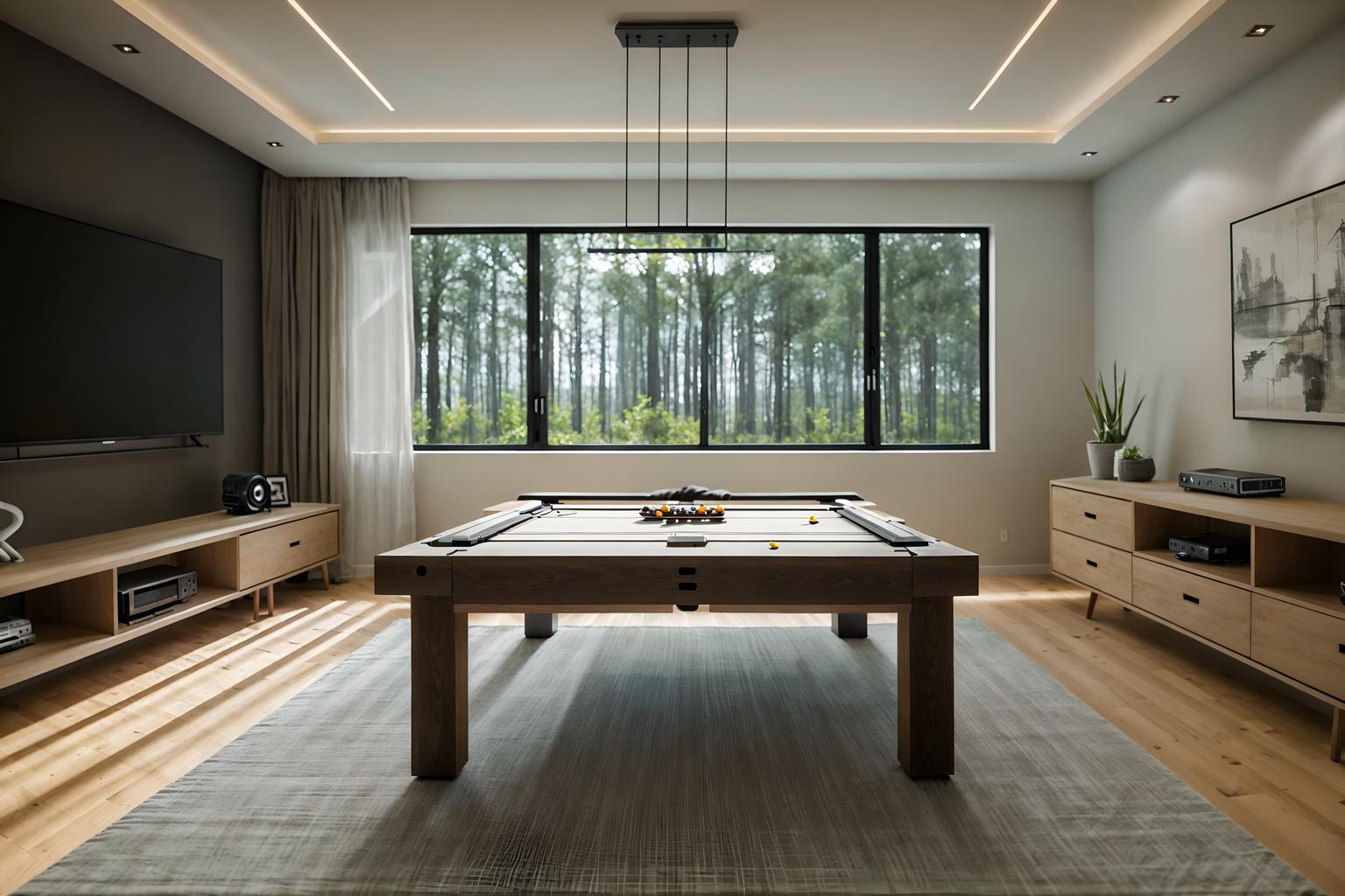 modern-style (gaming room interior) . with open and natural lighting and neutral walls and textures and practicality and functionality and simple, clean lines and simplistic furniture and natural materials and elements and open and natural lighting. . cinematic photo, highly detailed, cinematic lighting, ultra-detailed, ultrarealistic, photorealism, 8k. modern interior design style. masterpiece, cinematic light, ultrarealistic+, photorealistic+, 8k, raw photo, realistic, sharp focus on eyes, (symmetrical eyes), (intact eyes), hyperrealistic, highest quality, best quality, , highly detailed, masterpiece, best quality, extremely detailed 8k wallpaper, masterpiece, best quality, ultra-detailed, best shadow, detailed background, detailed face, detailed eyes, high contrast, best illumination, detailed face, dulux, caustic, dynamic angle, detailed glow. dramatic lighting. highly detailed, insanely detailed hair, symmetrical, intricate details, professionally retouched, 8k high definition. strong bokeh. award winning photo.