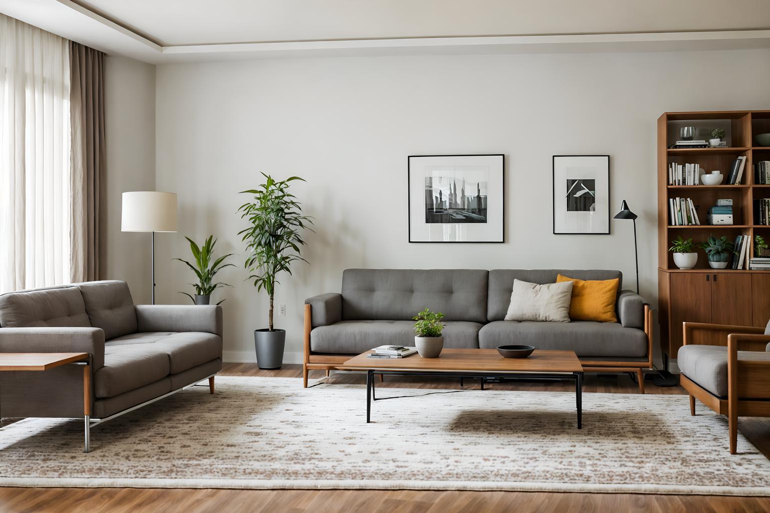 modern-style (living room interior) with coffee tables and chairs and televisions and electric lamps and bookshelves and plant and rug and furniture. . with neutral walls and textures and practicality and functionality and simple, clean lines and simplistic furniture and natural materials and elements and open and natural lighting and neutral walls and textures. . cinematic photo, highly detailed, cinematic lighting, ultra-detailed, ultrarealistic, photorealism, 8k. modern interior design style. masterpiece, cinematic light, ultrarealistic+, photorealistic+, 8k, raw photo, realistic, sharp focus on eyes, (symmetrical eyes), (intact eyes), hyperrealistic, highest quality, best quality, , highly detailed, masterpiece, best quality, extremely detailed 8k wallpaper, masterpiece, best quality, ultra-detailed, best shadow, detailed background, detailed face, detailed eyes, high contrast, best illumination, detailed face, dulux, caustic, dynamic angle, detailed glow. dramatic lighting. highly detailed, insanely detailed hair, symmetrical, intricate details, professionally retouched, 8k high definition. strong bokeh. award winning photo.