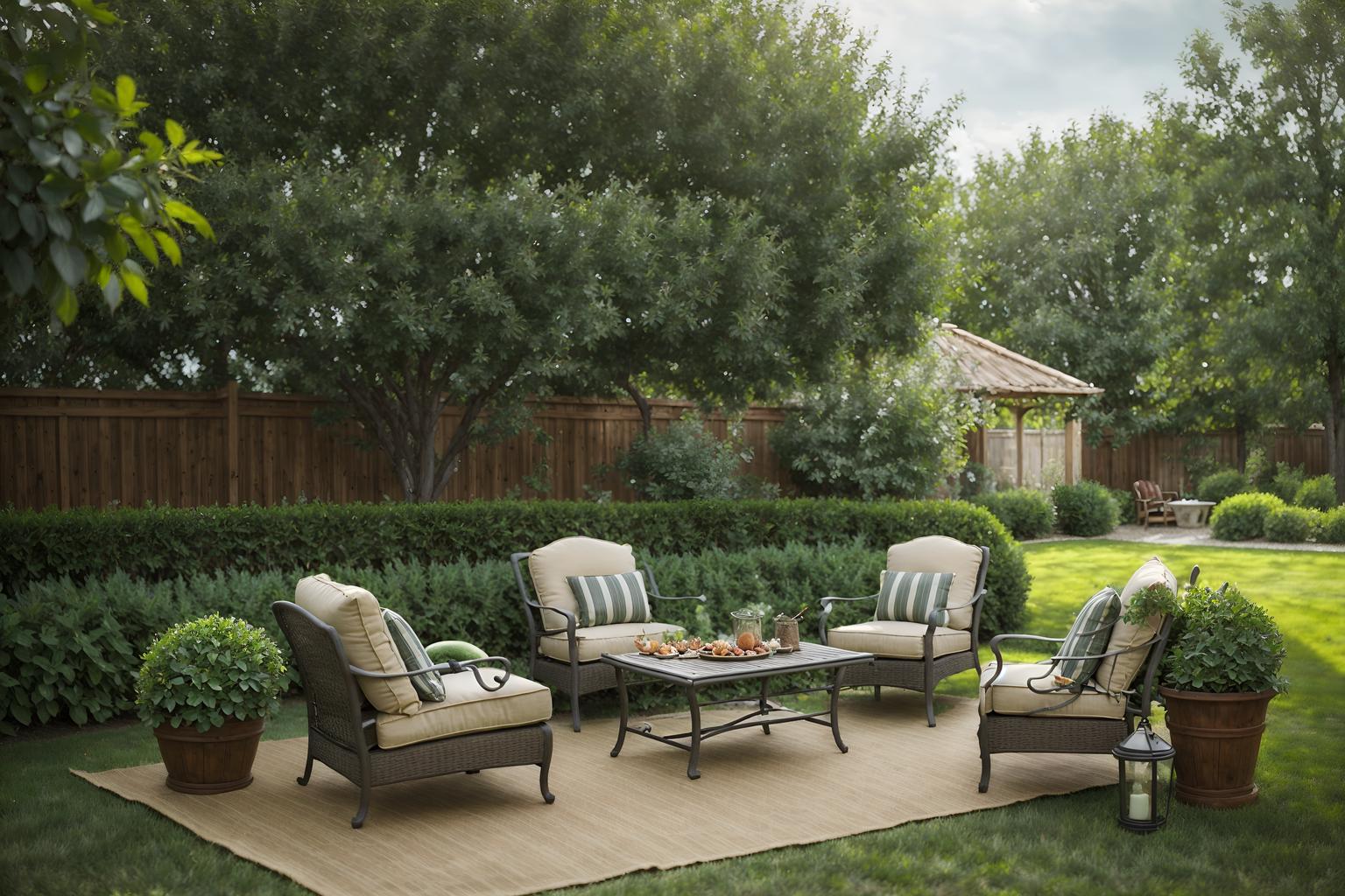 french country-style designed (outdoor patio ) with grass and barbeque or grill and deck with deck chairs and plant and patio couch with pillows and grass. . with . . cinematic photo, highly detailed, cinematic lighting, ultra-detailed, ultrarealistic, photorealism, 8k. french country design style. masterpiece, cinematic light, ultrarealistic+, photorealistic+, 8k, raw photo, realistic, sharp focus on eyes, (symmetrical eyes), (intact eyes), hyperrealistic, highest quality, best quality, , highly detailed, masterpiece, best quality, extremely detailed 8k wallpaper, masterpiece, best quality, ultra-detailed, best shadow, detailed background, detailed face, detailed eyes, high contrast, best illumination, detailed face, dulux, caustic, dynamic angle, detailed glow. dramatic lighting. highly detailed, insanely detailed hair, symmetrical, intricate details, professionally retouched, 8k high definition. strong bokeh. award winning photo.