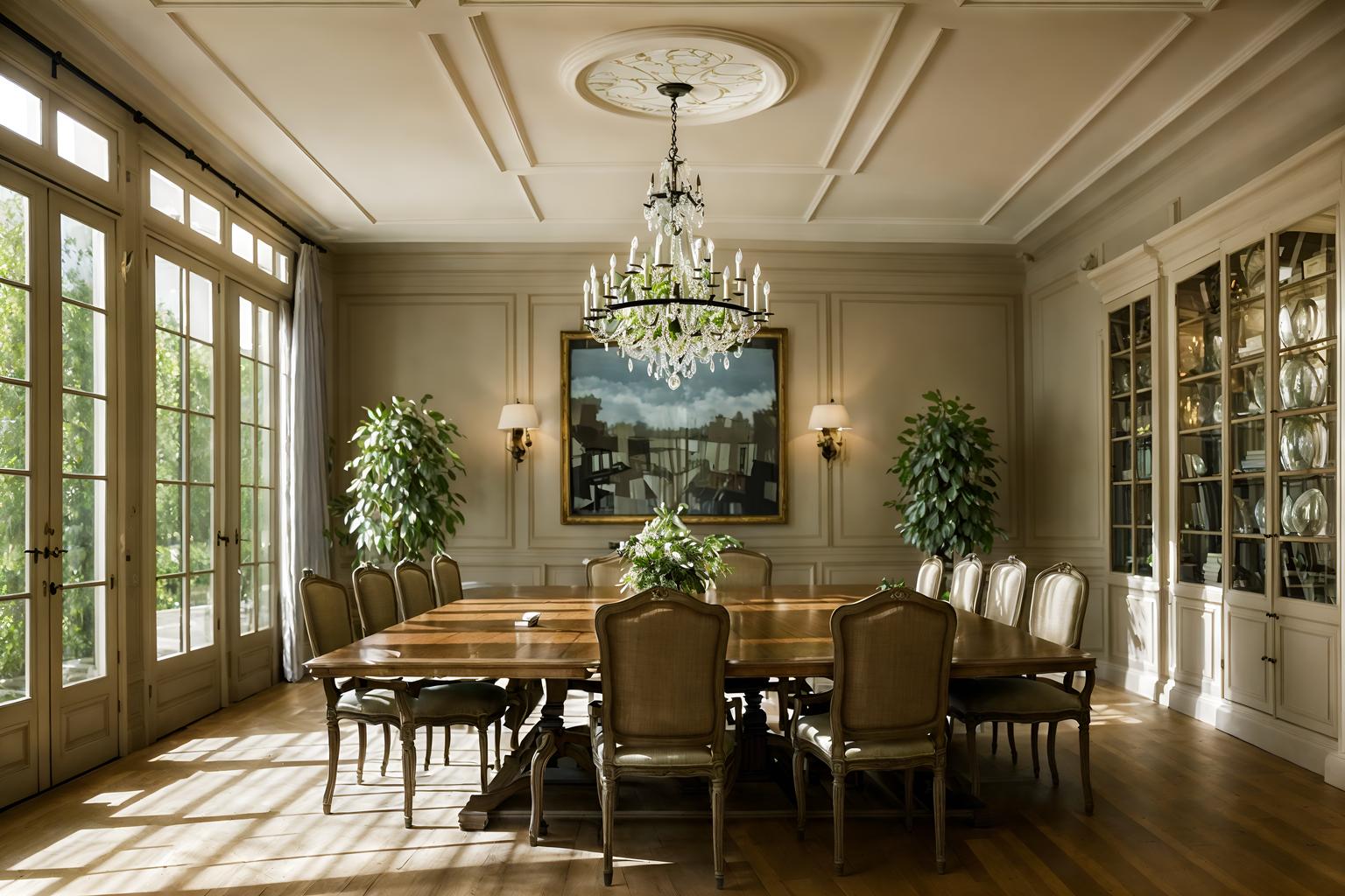 french country-style (meeting room interior) with glass walls and painting or photo on wall and plant and vase and office chairs and boardroom table and glass doors and cabinets. . with . . cinematic photo, highly detailed, cinematic lighting, ultra-detailed, ultrarealistic, photorealism, 8k. french country interior design style. masterpiece, cinematic light, ultrarealistic+, photorealistic+, 8k, raw photo, realistic, sharp focus on eyes, (symmetrical eyes), (intact eyes), hyperrealistic, highest quality, best quality, , highly detailed, masterpiece, best quality, extremely detailed 8k wallpaper, masterpiece, best quality, ultra-detailed, best shadow, detailed background, detailed face, detailed eyes, high contrast, best illumination, detailed face, dulux, caustic, dynamic angle, detailed glow. dramatic lighting. highly detailed, insanely detailed hair, symmetrical, intricate details, professionally retouched, 8k high definition. strong bokeh. award winning photo.