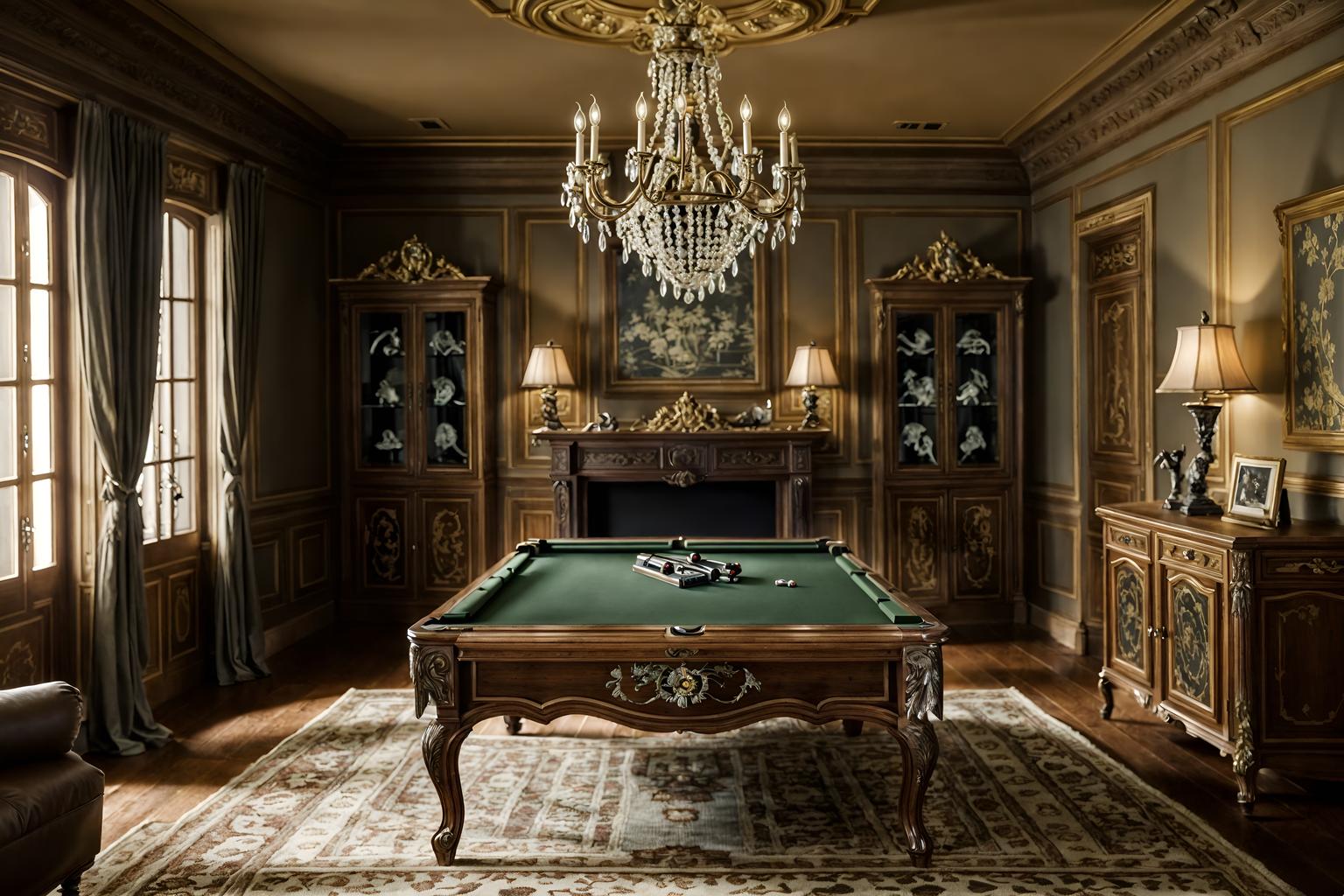 french country-style (gaming room interior) . with . . cinematic photo, highly detailed, cinematic lighting, ultra-detailed, ultrarealistic, photorealism, 8k. french country interior design style. masterpiece, cinematic light, ultrarealistic+, photorealistic+, 8k, raw photo, realistic, sharp focus on eyes, (symmetrical eyes), (intact eyes), hyperrealistic, highest quality, best quality, , highly detailed, masterpiece, best quality, extremely detailed 8k wallpaper, masterpiece, best quality, ultra-detailed, best shadow, detailed background, detailed face, detailed eyes, high contrast, best illumination, detailed face, dulux, caustic, dynamic angle, detailed glow. dramatic lighting. highly detailed, insanely detailed hair, symmetrical, intricate details, professionally retouched, 8k high definition. strong bokeh. award winning photo.