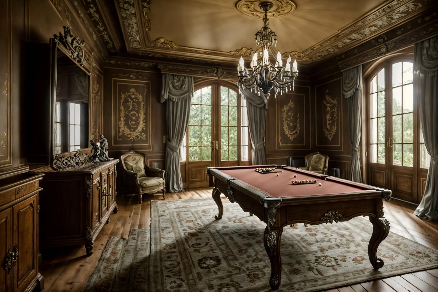 french country-style (gaming room interior) . with . . cinematic photo, highly detailed, cinematic lighting, ultra-detailed, ultrarealistic, photorealism, 8k. french country interior design style. masterpiece, cinematic light, ultrarealistic+, photorealistic+, 8k, raw photo, realistic, sharp focus on eyes, (symmetrical eyes), (intact eyes), hyperrealistic, highest quality, best quality, , highly detailed, masterpiece, best quality, extremely detailed 8k wallpaper, masterpiece, best quality, ultra-detailed, best shadow, detailed background, detailed face, detailed eyes, high contrast, best illumination, detailed face, dulux, caustic, dynamic angle, detailed glow. dramatic lighting. highly detailed, insanely detailed hair, symmetrical, intricate details, professionally retouched, 8k high definition. strong bokeh. award winning photo.