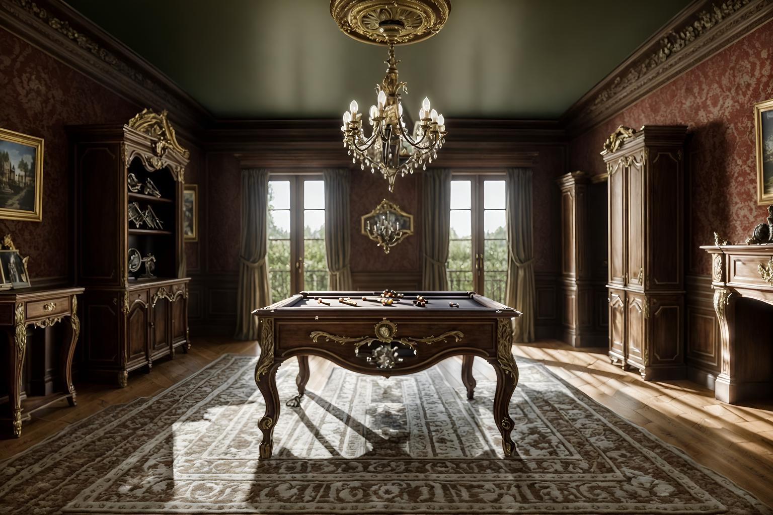 french country-style (gaming room interior) . with . . cinematic photo, highly detailed, cinematic lighting, ultra-detailed, ultrarealistic, photorealism, 8k. french country interior design style. masterpiece, cinematic light, ultrarealistic+, photorealistic+, 8k, raw photo, realistic, sharp focus on eyes, (symmetrical eyes), (intact eyes), hyperrealistic, highest quality, best quality, , highly detailed, masterpiece, best quality, extremely detailed 8k wallpaper, masterpiece, best quality, ultra-detailed, best shadow, detailed background, detailed face, detailed eyes, high contrast, best illumination, detailed face, dulux, caustic, dynamic angle, detailed glow. dramatic lighting. highly detailed, insanely detailed hair, symmetrical, intricate details, professionally retouched, 8k high definition. strong bokeh. award winning photo.