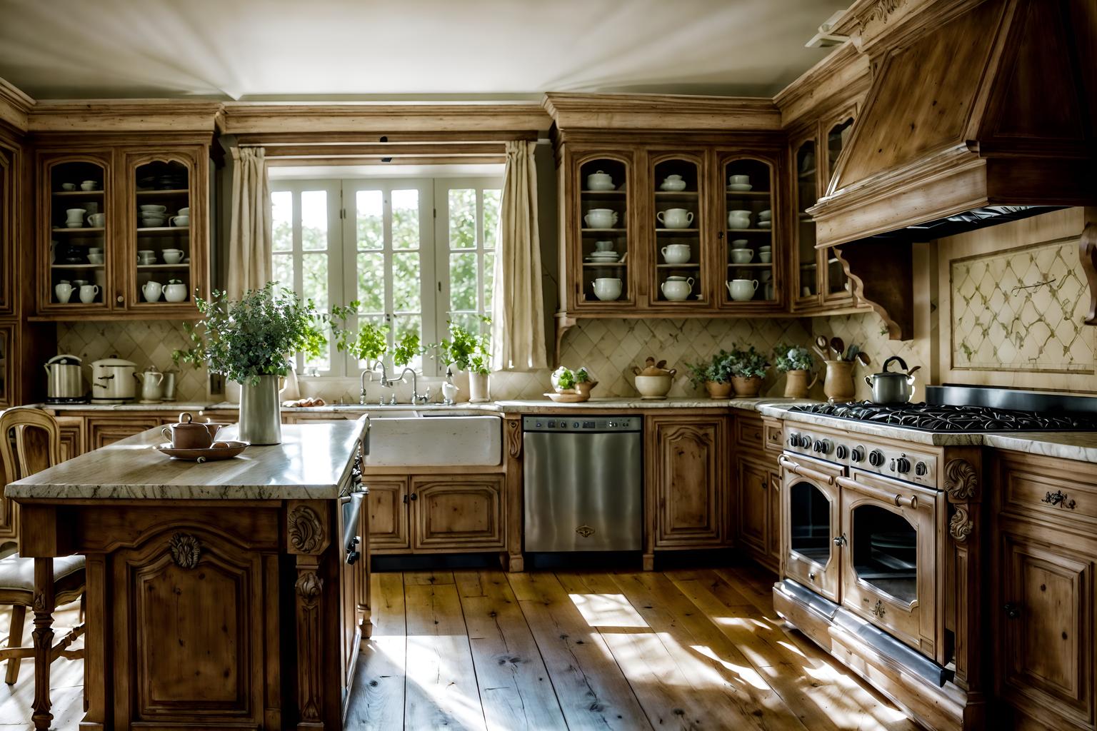 french country-style (kitchen living combo interior) with stove and sink and worktops and refrigerator and electric lamps and bookshelves and plant and sofa. . with . . cinematic photo, highly detailed, cinematic lighting, ultra-detailed, ultrarealistic, photorealism, 8k. french country interior design style. masterpiece, cinematic light, ultrarealistic+, photorealistic+, 8k, raw photo, realistic, sharp focus on eyes, (symmetrical eyes), (intact eyes), hyperrealistic, highest quality, best quality, , highly detailed, masterpiece, best quality, extremely detailed 8k wallpaper, masterpiece, best quality, ultra-detailed, best shadow, detailed background, detailed face, detailed eyes, high contrast, best illumination, detailed face, dulux, caustic, dynamic angle, detailed glow. dramatic lighting. highly detailed, insanely detailed hair, symmetrical, intricate details, professionally retouched, 8k high definition. strong bokeh. award winning photo.