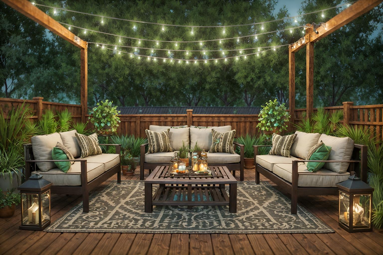 boho-chic-style designed (outdoor patio ) with barbeque or grill and deck with deck chairs and grass and plant and patio couch with pillows and barbeque or grill. . . cinematic photo, highly detailed, cinematic lighting, ultra-detailed, ultrarealistic, photorealism, 8k. boho-chic design style. masterpiece, cinematic light, ultrarealistic+, photorealistic+, 8k, raw photo, realistic, sharp focus on eyes, (symmetrical eyes), (intact eyes), hyperrealistic, highest quality, best quality, , highly detailed, masterpiece, best quality, extremely detailed 8k wallpaper, masterpiece, best quality, ultra-detailed, best shadow, detailed background, detailed face, detailed eyes, high contrast, best illumination, detailed face, dulux, caustic, dynamic angle, detailed glow. dramatic lighting. highly detailed, insanely detailed hair, symmetrical, intricate details, professionally retouched, 8k high definition. strong bokeh. award winning photo.