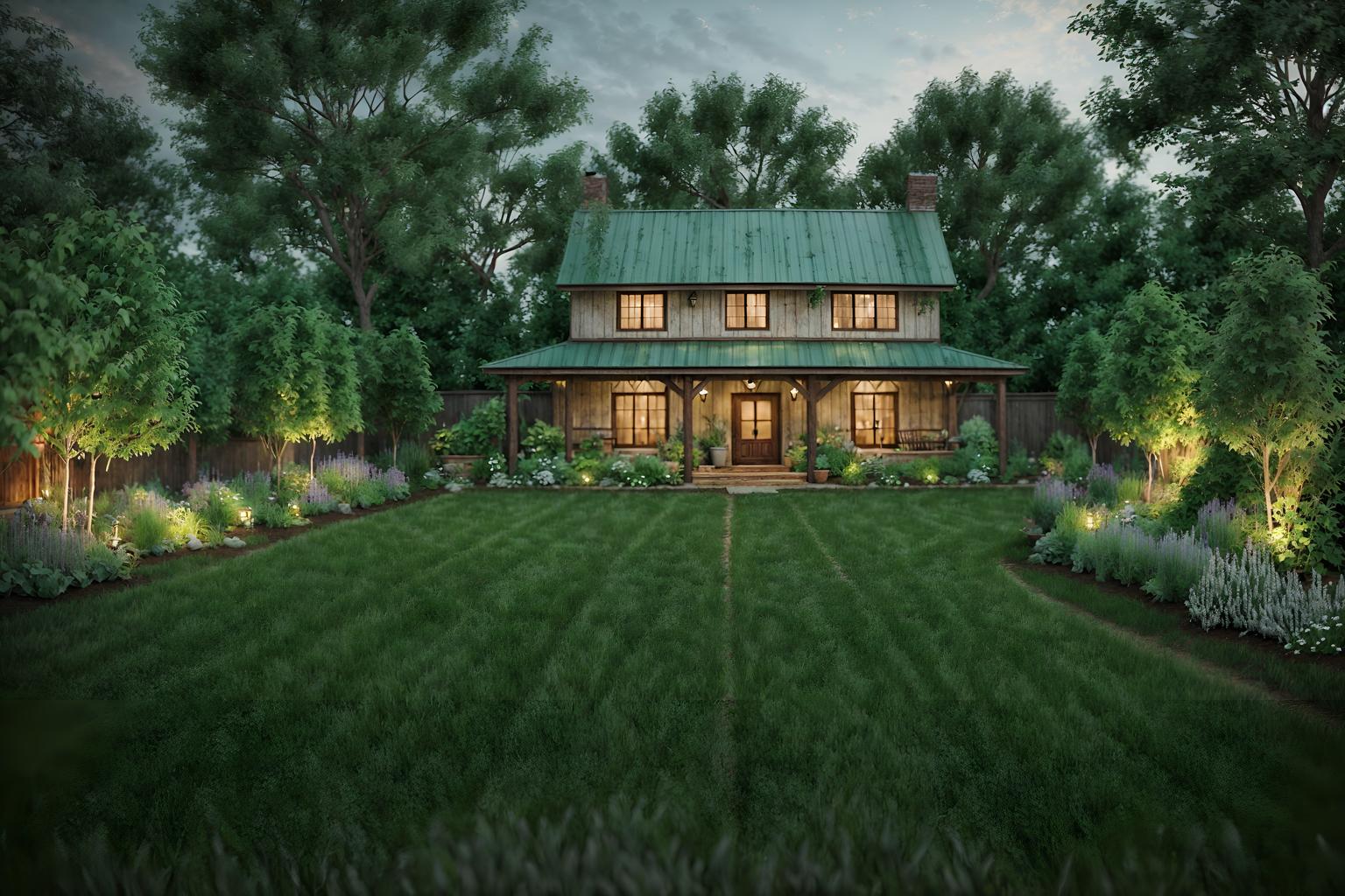 farmhouse-style designed (outdoor garden ) with garden tree and garden plants and grass and garden tree. . with . . cinematic photo, highly detailed, cinematic lighting, ultra-detailed, ultrarealistic, photorealism, 8k. farmhouse design style. masterpiece, cinematic light, ultrarealistic+, photorealistic+, 8k, raw photo, realistic, sharp focus on eyes, (symmetrical eyes), (intact eyes), hyperrealistic, highest quality, best quality, , highly detailed, masterpiece, best quality, extremely detailed 8k wallpaper, masterpiece, best quality, ultra-detailed, best shadow, detailed background, detailed face, detailed eyes, high contrast, best illumination, detailed face, dulux, caustic, dynamic angle, detailed glow. dramatic lighting. highly detailed, insanely detailed hair, symmetrical, intricate details, professionally retouched, 8k high definition. strong bokeh. award winning photo.