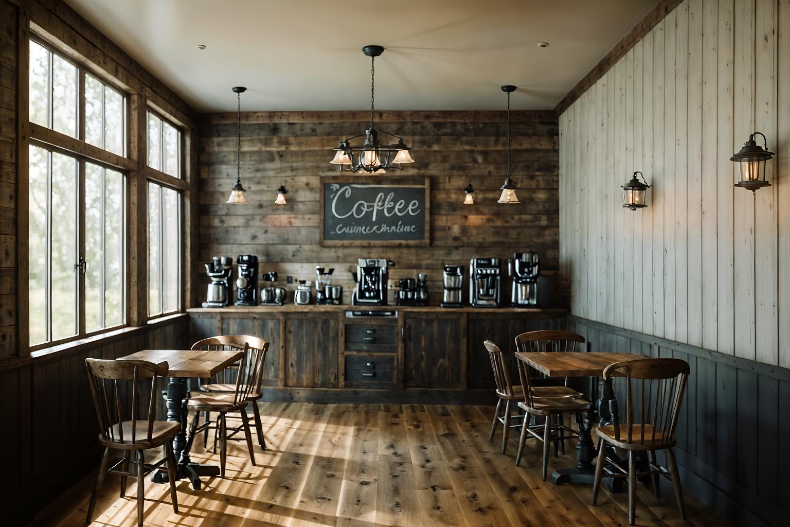 farmhouse-style (coffee shop interior) . with . . cinematic photo, highly detailed, cinematic lighting, ultra-detailed, ultrarealistic, photorealism, 8k. farmhouse interior design style. masterpiece, cinematic light, ultrarealistic+, photorealistic+, 8k, raw photo, realistic, sharp focus on eyes, (symmetrical eyes), (intact eyes), hyperrealistic, highest quality, best quality, , highly detailed, masterpiece, best quality, extremely detailed 8k wallpaper, masterpiece, best quality, ultra-detailed, best shadow, detailed background, detailed face, detailed eyes, high contrast, best illumination, detailed face, dulux, caustic, dynamic angle, detailed glow. dramatic lighting. highly detailed, insanely detailed hair, symmetrical, intricate details, professionally retouched, 8k high definition. strong bokeh. award winning photo.
