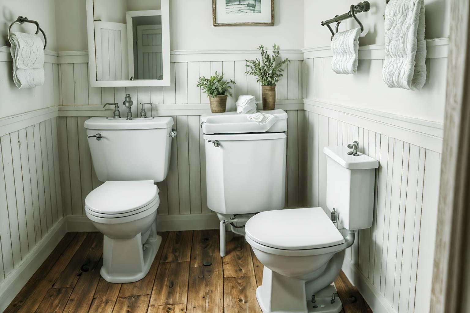 farmhouse-style (toilet interior) with toilet paper hanger and toilet with toilet seat up and sink with tap and toilet paper hanger. . with . . cinematic photo, highly detailed, cinematic lighting, ultra-detailed, ultrarealistic, photorealism, 8k. farmhouse interior design style. masterpiece, cinematic light, ultrarealistic+, photorealistic+, 8k, raw photo, realistic, sharp focus on eyes, (symmetrical eyes), (intact eyes), hyperrealistic, highest quality, best quality, , highly detailed, masterpiece, best quality, extremely detailed 8k wallpaper, masterpiece, best quality, ultra-detailed, best shadow, detailed background, detailed face, detailed eyes, high contrast, best illumination, detailed face, dulux, caustic, dynamic angle, detailed glow. dramatic lighting. highly detailed, insanely detailed hair, symmetrical, intricate details, professionally retouched, 8k high definition. strong bokeh. award winning photo.