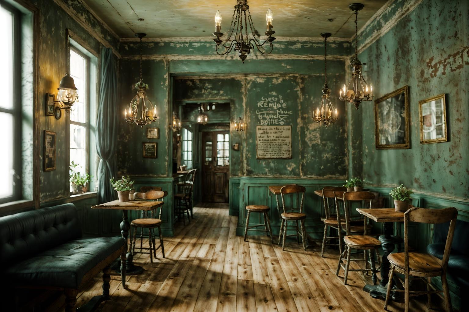 shabby chic-style (coffee shop interior) . . cinematic photo, highly detailed, cinematic lighting, ultra-detailed, ultrarealistic, photorealism, 8k. shabby chic interior design style. masterpiece, cinematic light, ultrarealistic+, photorealistic+, 8k, raw photo, realistic, sharp focus on eyes, (symmetrical eyes), (intact eyes), hyperrealistic, highest quality, best quality, , highly detailed, masterpiece, best quality, extremely detailed 8k wallpaper, masterpiece, best quality, ultra-detailed, best shadow, detailed background, detailed face, detailed eyes, high contrast, best illumination, detailed face, dulux, caustic, dynamic angle, detailed glow. dramatic lighting. highly detailed, insanely detailed hair, symmetrical, intricate details, professionally retouched, 8k high definition. strong bokeh. award winning photo.