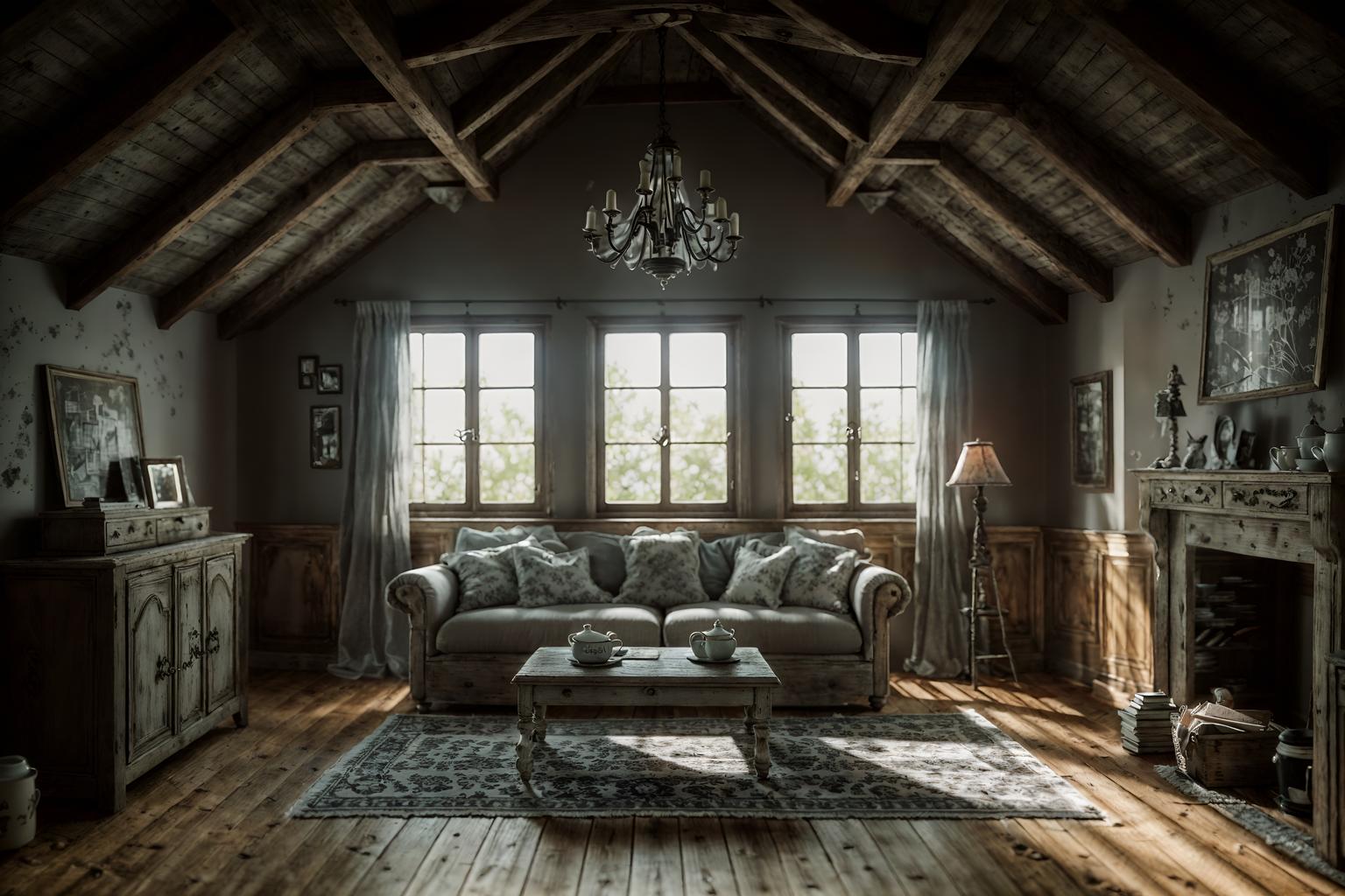 shabby chic-style (attic interior) . . cinematic photo, highly detailed, cinematic lighting, ultra-detailed, ultrarealistic, photorealism, 8k. shabby chic interior design style. masterpiece, cinematic light, ultrarealistic+, photorealistic+, 8k, raw photo, realistic, sharp focus on eyes, (symmetrical eyes), (intact eyes), hyperrealistic, highest quality, best quality, , highly detailed, masterpiece, best quality, extremely detailed 8k wallpaper, masterpiece, best quality, ultra-detailed, best shadow, detailed background, detailed face, detailed eyes, high contrast, best illumination, detailed face, dulux, caustic, dynamic angle, detailed glow. dramatic lighting. highly detailed, insanely detailed hair, symmetrical, intricate details, professionally retouched, 8k high definition. strong bokeh. award winning photo.