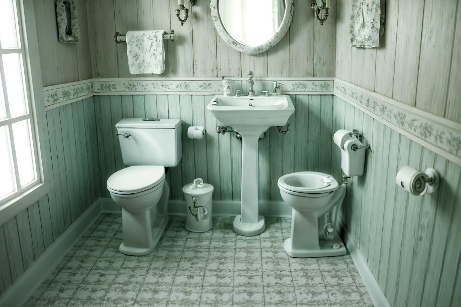 shabby chic-style (toilet interior) with toilet with toilet seat up and toilet paper hanger and sink with tap and toilet with toilet seat up. . . cinematic photo, highly detailed, cinematic lighting, ultra-detailed, ultrarealistic, photorealism, 8k. shabby chic interior design style. masterpiece, cinematic light, ultrarealistic+, photorealistic+, 8k, raw photo, realistic, sharp focus on eyes, (symmetrical eyes), (intact eyes), hyperrealistic, highest quality, best quality, , highly detailed, masterpiece, best quality, extremely detailed 8k wallpaper, masterpiece, best quality, ultra-detailed, best shadow, detailed background, detailed face, detailed eyes, high contrast, best illumination, detailed face, dulux, caustic, dynamic angle, detailed glow. dramatic lighting. highly detailed, insanely detailed hair, symmetrical, intricate details, professionally retouched, 8k high definition. strong bokeh. award winning photo.