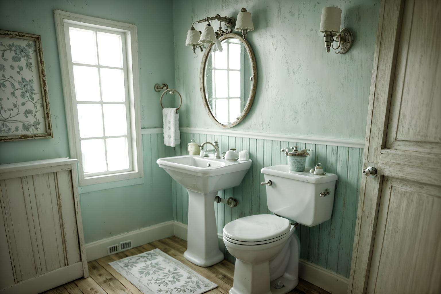 shabby chic-style (toilet interior) with toilet with toilet seat up and toilet paper hanger and sink with tap and toilet with toilet seat up. . . cinematic photo, highly detailed, cinematic lighting, ultra-detailed, ultrarealistic, photorealism, 8k. shabby chic interior design style. masterpiece, cinematic light, ultrarealistic+, photorealistic+, 8k, raw photo, realistic, sharp focus on eyes, (symmetrical eyes), (intact eyes), hyperrealistic, highest quality, best quality, , highly detailed, masterpiece, best quality, extremely detailed 8k wallpaper, masterpiece, best quality, ultra-detailed, best shadow, detailed background, detailed face, detailed eyes, high contrast, best illumination, detailed face, dulux, caustic, dynamic angle, detailed glow. dramatic lighting. highly detailed, insanely detailed hair, symmetrical, intricate details, professionally retouched, 8k high definition. strong bokeh. award winning photo.