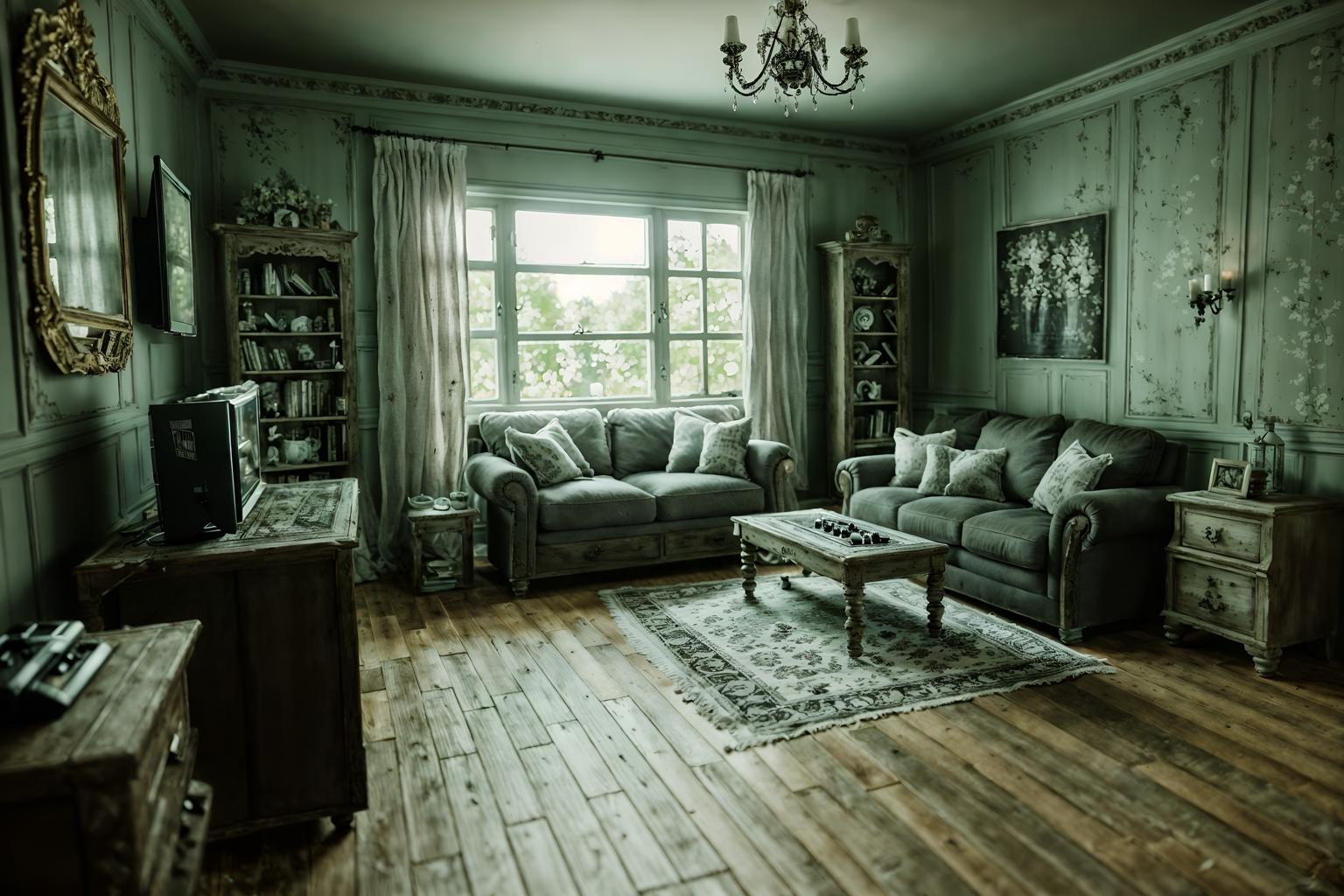 shabby chic-style (gaming room interior) . . cinematic photo, highly detailed, cinematic lighting, ultra-detailed, ultrarealistic, photorealism, 8k. shabby chic interior design style. masterpiece, cinematic light, ultrarealistic+, photorealistic+, 8k, raw photo, realistic, sharp focus on eyes, (symmetrical eyes), (intact eyes), hyperrealistic, highest quality, best quality, , highly detailed, masterpiece, best quality, extremely detailed 8k wallpaper, masterpiece, best quality, ultra-detailed, best shadow, detailed background, detailed face, detailed eyes, high contrast, best illumination, detailed face, dulux, caustic, dynamic angle, detailed glow. dramatic lighting. highly detailed, insanely detailed hair, symmetrical, intricate details, professionally retouched, 8k high definition. strong bokeh. award winning photo.