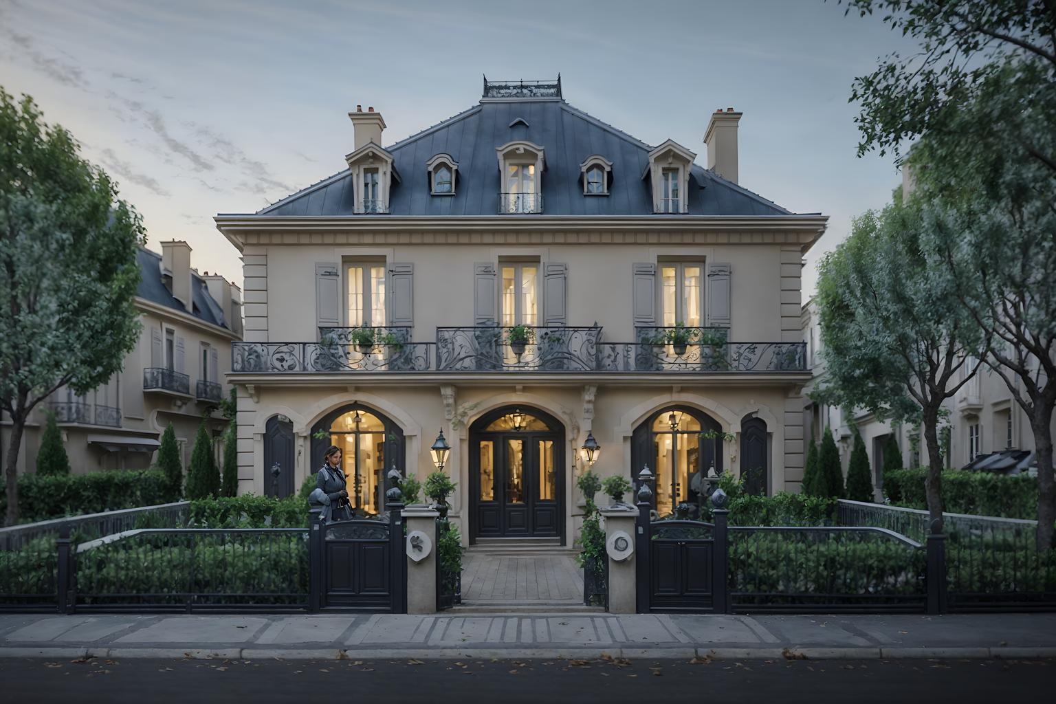 parisian-style exterior designed (house exterior exterior) . . cinematic photo, highly detailed, cinematic lighting, ultra-detailed, ultrarealistic, photorealism, 8k. parisian exterior design style. masterpiece, cinematic light, ultrarealistic+, photorealistic+, 8k, raw photo, realistic, sharp focus on eyes, (symmetrical eyes), (intact eyes), hyperrealistic, highest quality, best quality, , highly detailed, masterpiece, best quality, extremely detailed 8k wallpaper, masterpiece, best quality, ultra-detailed, best shadow, detailed background, detailed face, detailed eyes, high contrast, best illumination, detailed face, dulux, caustic, dynamic angle, detailed glow. dramatic lighting. highly detailed, insanely detailed hair, symmetrical, intricate details, professionally retouched, 8k high definition. strong bokeh. award winning photo.