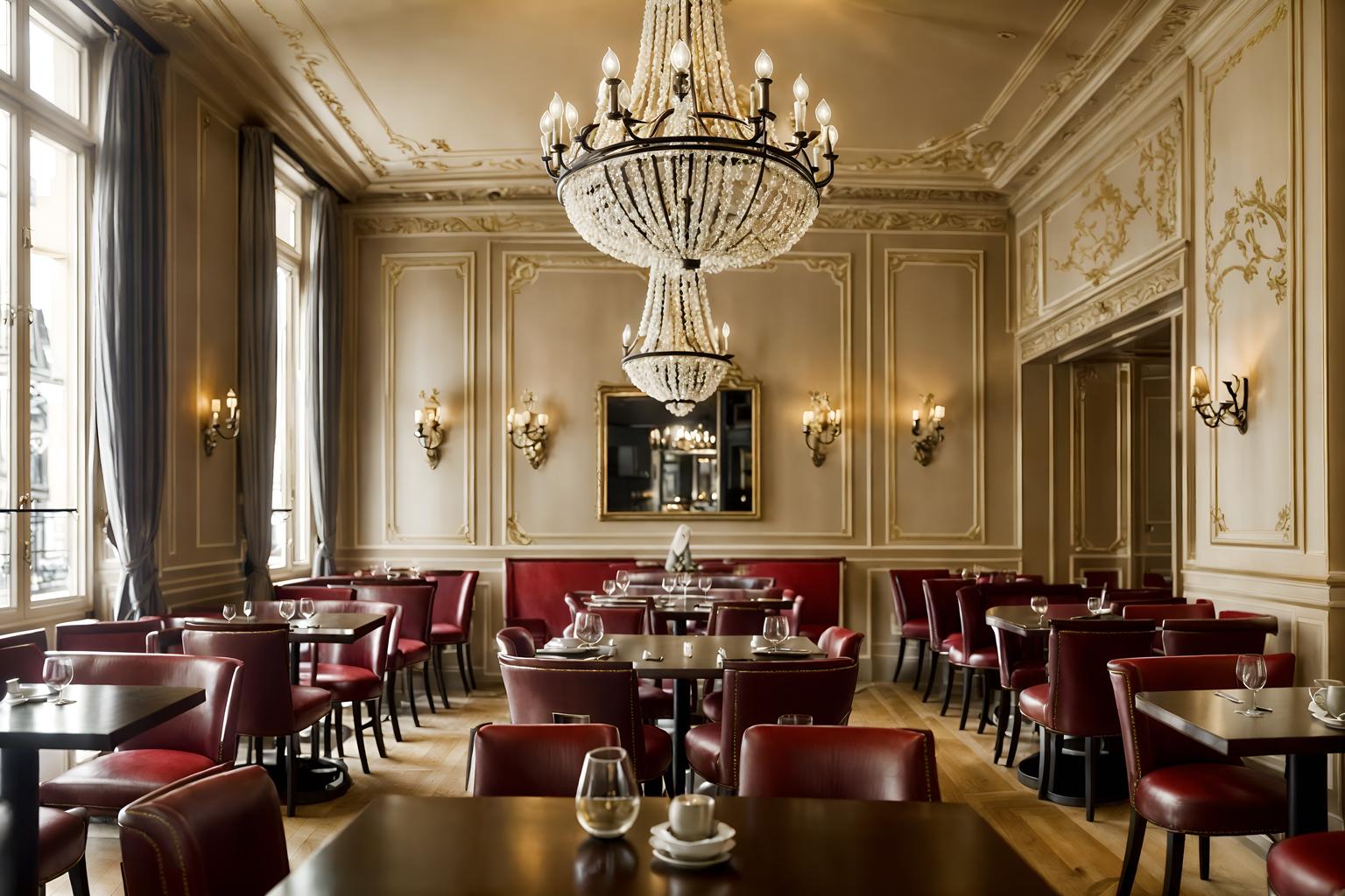 parisian-style (restaurant interior) with restaurant chairs and restaurant decor and restaurant bar and restaurant dining tables and restaurant chairs. . . cinematic photo, highly detailed, cinematic lighting, ultra-detailed, ultrarealistic, photorealism, 8k. parisian interior design style. masterpiece, cinematic light, ultrarealistic+, photorealistic+, 8k, raw photo, realistic, sharp focus on eyes, (symmetrical eyes), (intact eyes), hyperrealistic, highest quality, best quality, , highly detailed, masterpiece, best quality, extremely detailed 8k wallpaper, masterpiece, best quality, ultra-detailed, best shadow, detailed background, detailed face, detailed eyes, high contrast, best illumination, detailed face, dulux, caustic, dynamic angle, detailed glow. dramatic lighting. highly detailed, insanely detailed hair, symmetrical, intricate details, professionally retouched, 8k high definition. strong bokeh. award winning photo.