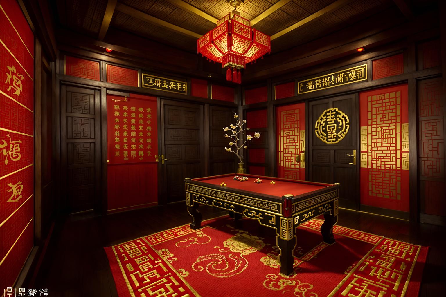 chinese new year-style (gaming room interior) . with door couplets and fai chun banners and mei hwa flowers and red and gold tassels and money tree and gold ingots and chinese knots and chinese red lanterns. . cinematic photo, highly detailed, cinematic lighting, ultra-detailed, ultrarealistic, photorealism, 8k. chinese new year interior design style. masterpiece, cinematic light, ultrarealistic+, photorealistic+, 8k, raw photo, realistic, sharp focus on eyes, (symmetrical eyes), (intact eyes), hyperrealistic, highest quality, best quality, , highly detailed, masterpiece, best quality, extremely detailed 8k wallpaper, masterpiece, best quality, ultra-detailed, best shadow, detailed background, detailed face, detailed eyes, high contrast, best illumination, detailed face, dulux, caustic, dynamic angle, detailed glow. dramatic lighting. highly detailed, insanely detailed hair, symmetrical, intricate details, professionally retouched, 8k high definition. strong bokeh. award winning photo.