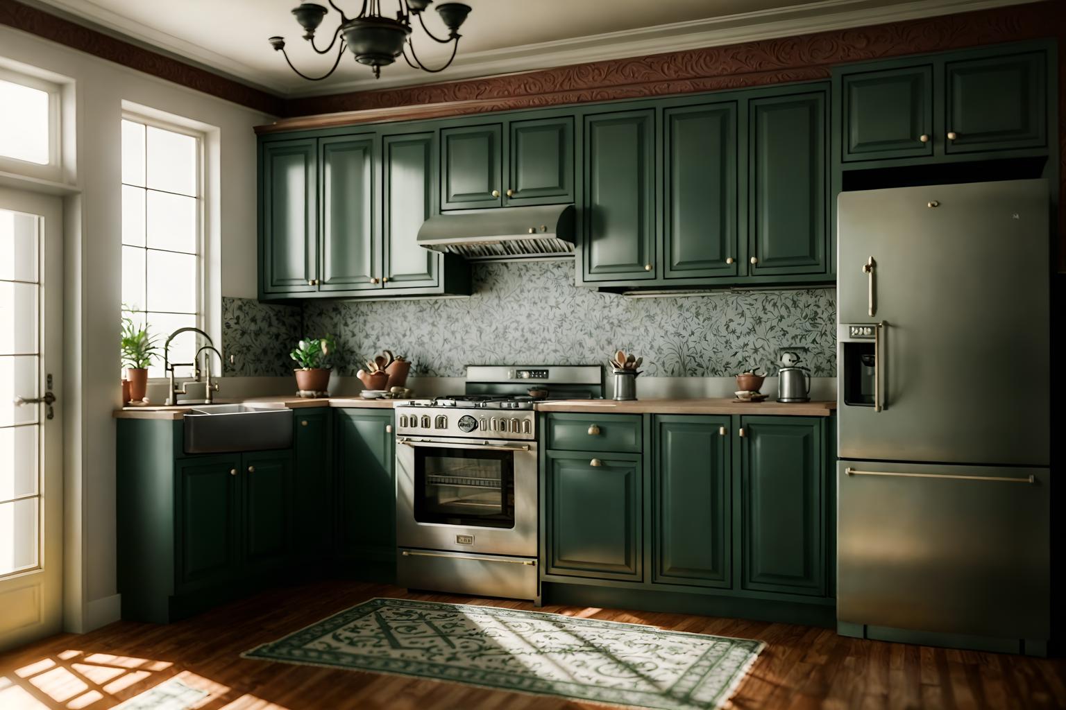 vintage-style (kitchen interior) with refrigerator and sink and stove and plant and worktops and kitchen cabinets and refrigerator. . with . . cinematic photo, highly detailed, cinematic lighting, ultra-detailed, ultrarealistic, photorealism, 8k. vintage interior design style. masterpiece, cinematic light, ultrarealistic+, photorealistic+, 8k, raw photo, realistic, sharp focus on eyes, (symmetrical eyes), (intact eyes), hyperrealistic, highest quality, best quality, , highly detailed, masterpiece, best quality, extremely detailed 8k wallpaper, masterpiece, best quality, ultra-detailed, best shadow, detailed background, detailed face, detailed eyes, high contrast, best illumination, detailed face, dulux, caustic, dynamic angle, detailed glow. dramatic lighting. highly detailed, insanely detailed hair, symmetrical, intricate details, professionally retouched, 8k high definition. strong bokeh. award winning photo.