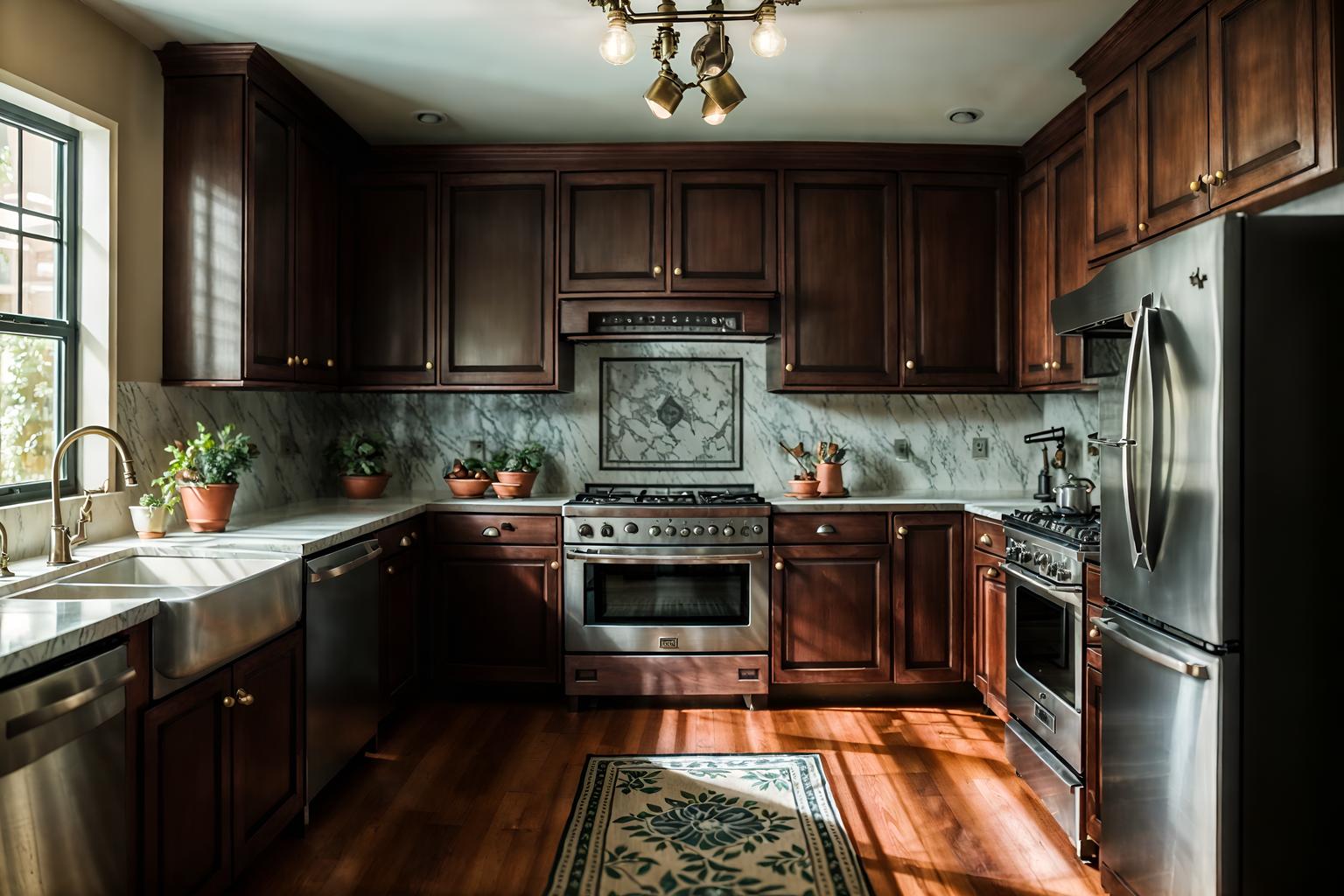 vintage-style (kitchen interior) with refrigerator and sink and stove and plant and worktops and kitchen cabinets and refrigerator. . with . . cinematic photo, highly detailed, cinematic lighting, ultra-detailed, ultrarealistic, photorealism, 8k. vintage interior design style. masterpiece, cinematic light, ultrarealistic+, photorealistic+, 8k, raw photo, realistic, sharp focus on eyes, (symmetrical eyes), (intact eyes), hyperrealistic, highest quality, best quality, , highly detailed, masterpiece, best quality, extremely detailed 8k wallpaper, masterpiece, best quality, ultra-detailed, best shadow, detailed background, detailed face, detailed eyes, high contrast, best illumination, detailed face, dulux, caustic, dynamic angle, detailed glow. dramatic lighting. highly detailed, insanely detailed hair, symmetrical, intricate details, professionally retouched, 8k high definition. strong bokeh. award winning photo.