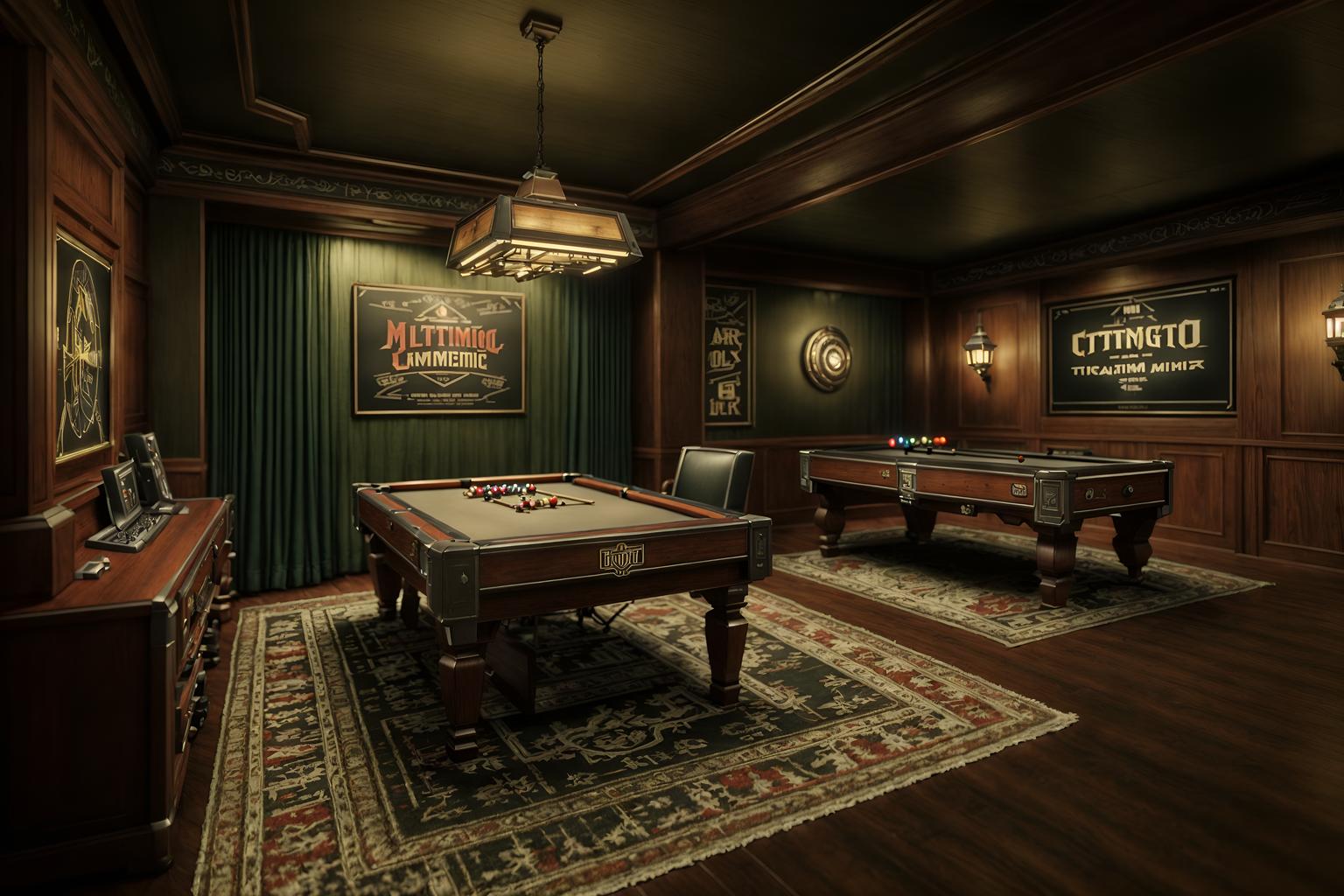 vintage-style (gaming room interior) . with . . cinematic photo, highly detailed, cinematic lighting, ultra-detailed, ultrarealistic, photorealism, 8k. vintage interior design style. masterpiece, cinematic light, ultrarealistic+, photorealistic+, 8k, raw photo, realistic, sharp focus on eyes, (symmetrical eyes), (intact eyes), hyperrealistic, highest quality, best quality, , highly detailed, masterpiece, best quality, extremely detailed 8k wallpaper, masterpiece, best quality, ultra-detailed, best shadow, detailed background, detailed face, detailed eyes, high contrast, best illumination, detailed face, dulux, caustic, dynamic angle, detailed glow. dramatic lighting. highly detailed, insanely detailed hair, symmetrical, intricate details, professionally retouched, 8k high definition. strong bokeh. award winning photo.