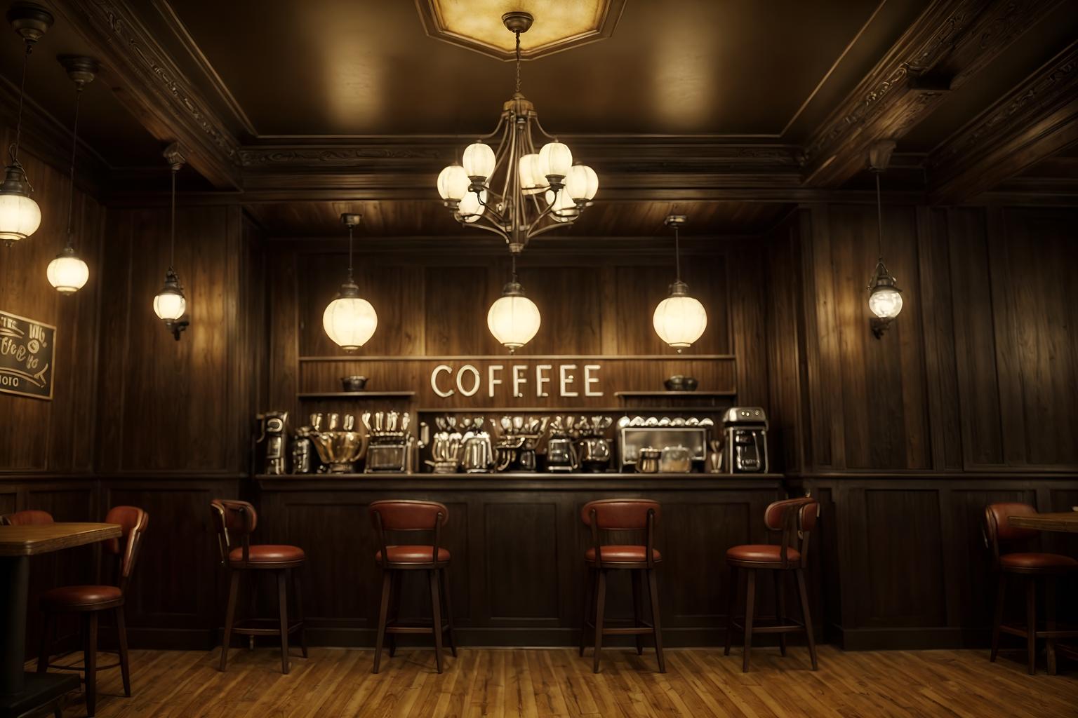 vintage-style (coffee shop interior) . with . . cinematic photo, highly detailed, cinematic lighting, ultra-detailed, ultrarealistic, photorealism, 8k. vintage interior design style. masterpiece, cinematic light, ultrarealistic+, photorealistic+, 8k, raw photo, realistic, sharp focus on eyes, (symmetrical eyes), (intact eyes), hyperrealistic, highest quality, best quality, , highly detailed, masterpiece, best quality, extremely detailed 8k wallpaper, masterpiece, best quality, ultra-detailed, best shadow, detailed background, detailed face, detailed eyes, high contrast, best illumination, detailed face, dulux, caustic, dynamic angle, detailed glow. dramatic lighting. highly detailed, insanely detailed hair, symmetrical, intricate details, professionally retouched, 8k high definition. strong bokeh. award winning photo.