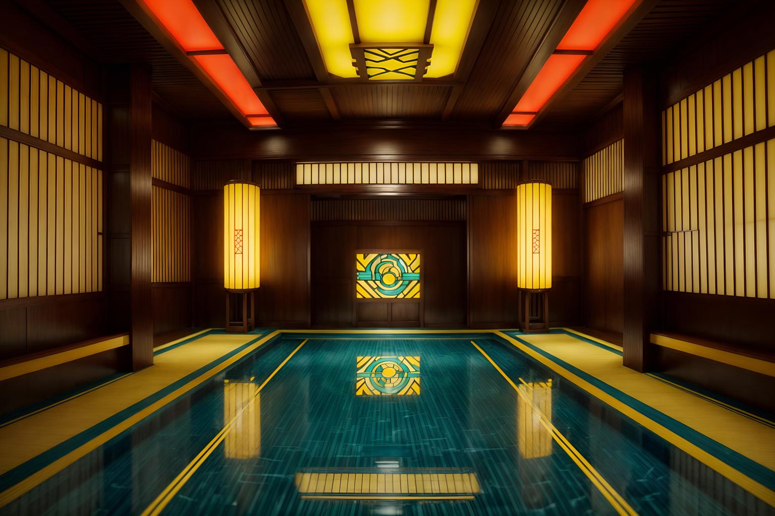 art deco-style (onsen interior) . with smooth lines and luxury and bright and cheerful colors and exuberant shapes and abstract patterns and geometric lines and stream-lined forms and decadent detail. . cinematic photo, highly detailed, cinematic lighting, ultra-detailed, ultrarealistic, photorealism, 8k. art deco interior design style. masterpiece, cinematic light, ultrarealistic+, photorealistic+, 8k, raw photo, realistic, sharp focus on eyes, (symmetrical eyes), (intact eyes), hyperrealistic, highest quality, best quality, , highly detailed, masterpiece, best quality, extremely detailed 8k wallpaper, masterpiece, best quality, ultra-detailed, best shadow, detailed background, detailed face, detailed eyes, high contrast, best illumination, detailed face, dulux, caustic, dynamic angle, detailed glow. dramatic lighting. highly detailed, insanely detailed hair, symmetrical, intricate details, professionally retouched, 8k high definition. strong bokeh. award winning photo.