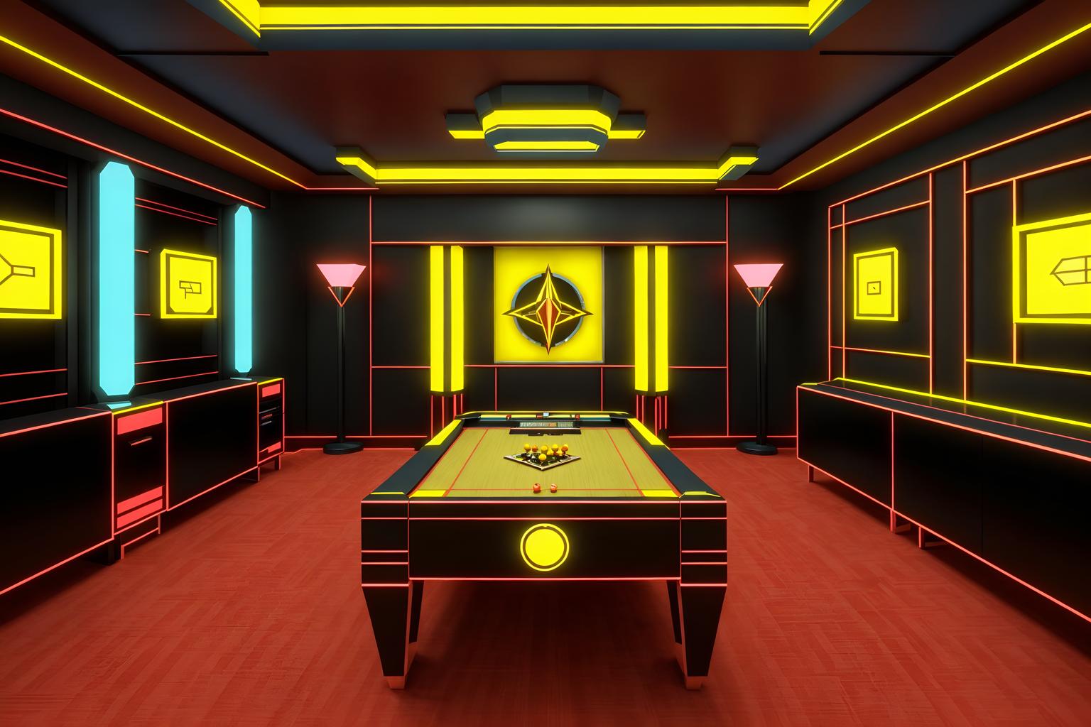 art deco-style (gaming room interior) . with bright and cheerful colors and angular shapes and bold geometry and symmetrical designs and glamour and decadent detail and rich colors and smooth lines. . cinematic photo, highly detailed, cinematic lighting, ultra-detailed, ultrarealistic, photorealism, 8k. art deco interior design style. masterpiece, cinematic light, ultrarealistic+, photorealistic+, 8k, raw photo, realistic, sharp focus on eyes, (symmetrical eyes), (intact eyes), hyperrealistic, highest quality, best quality, , highly detailed, masterpiece, best quality, extremely detailed 8k wallpaper, masterpiece, best quality, ultra-detailed, best shadow, detailed background, detailed face, detailed eyes, high contrast, best illumination, detailed face, dulux, caustic, dynamic angle, detailed glow. dramatic lighting. highly detailed, insanely detailed hair, symmetrical, intricate details, professionally retouched, 8k high definition. strong bokeh. award winning photo.